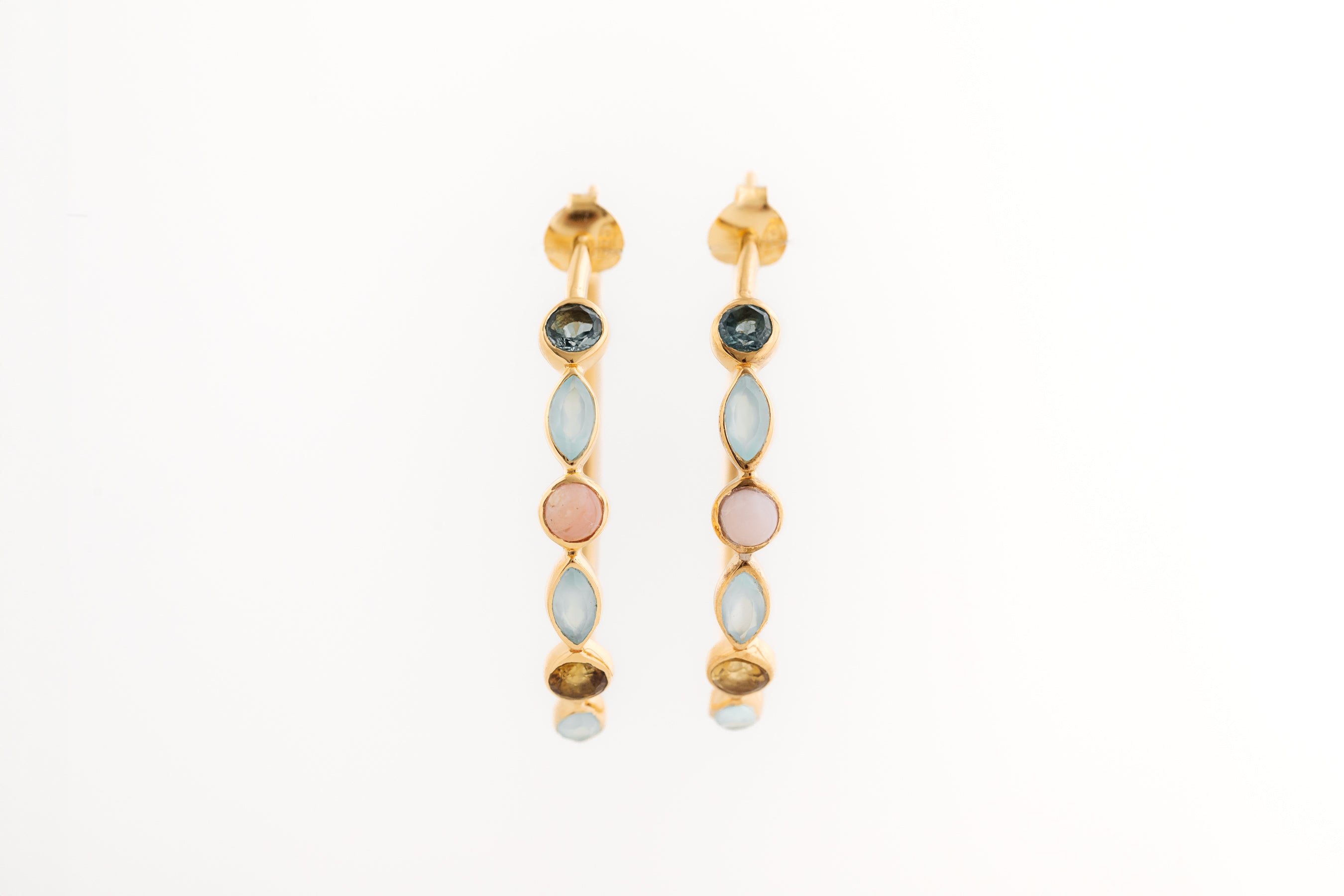 Gold Gemstone Hoop Earrings