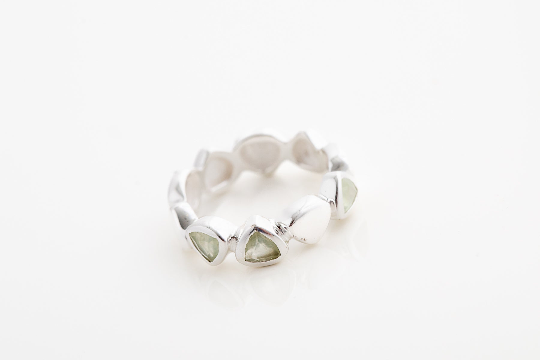 Silver Prehnite Ring