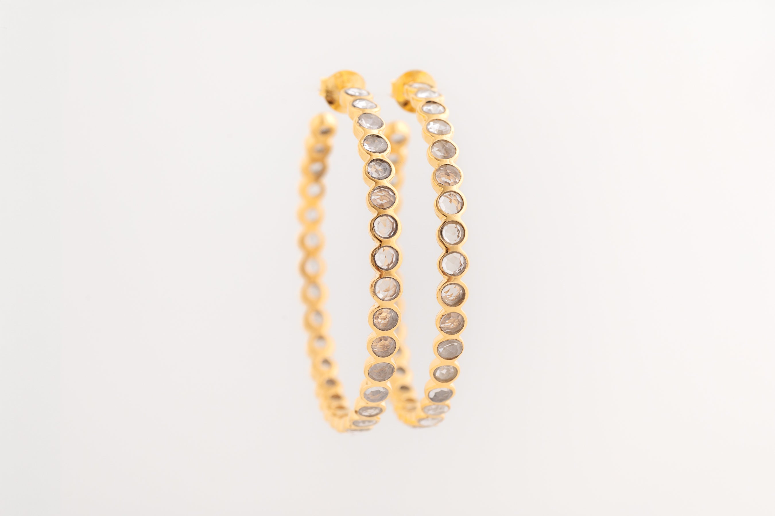 Gold Large  Crystal Hoops