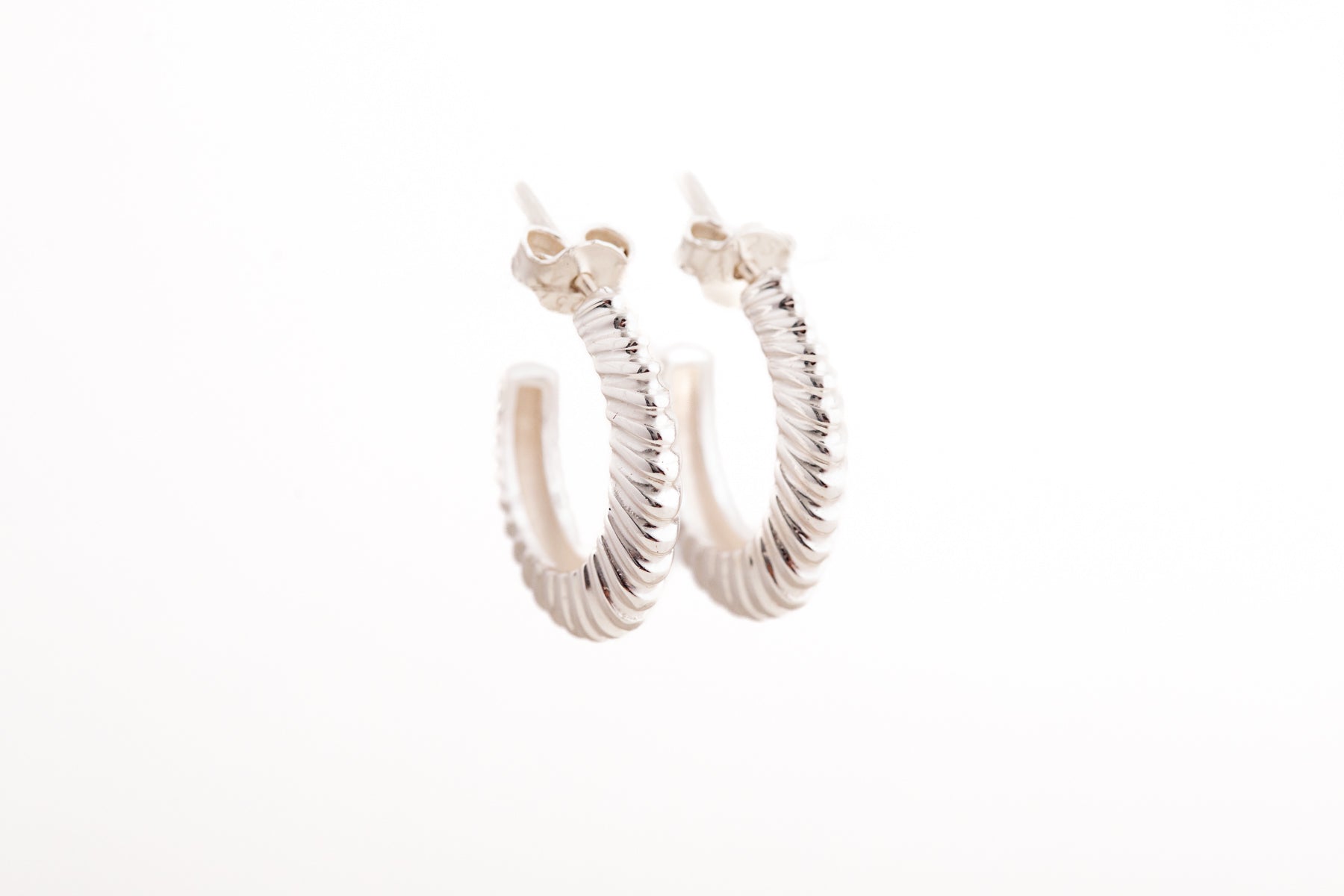 Silver Grooved Hoop Earrings