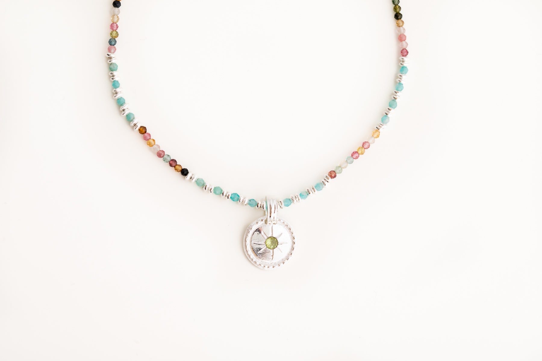 Multi Gemstone Neckace with Detachable Pendant