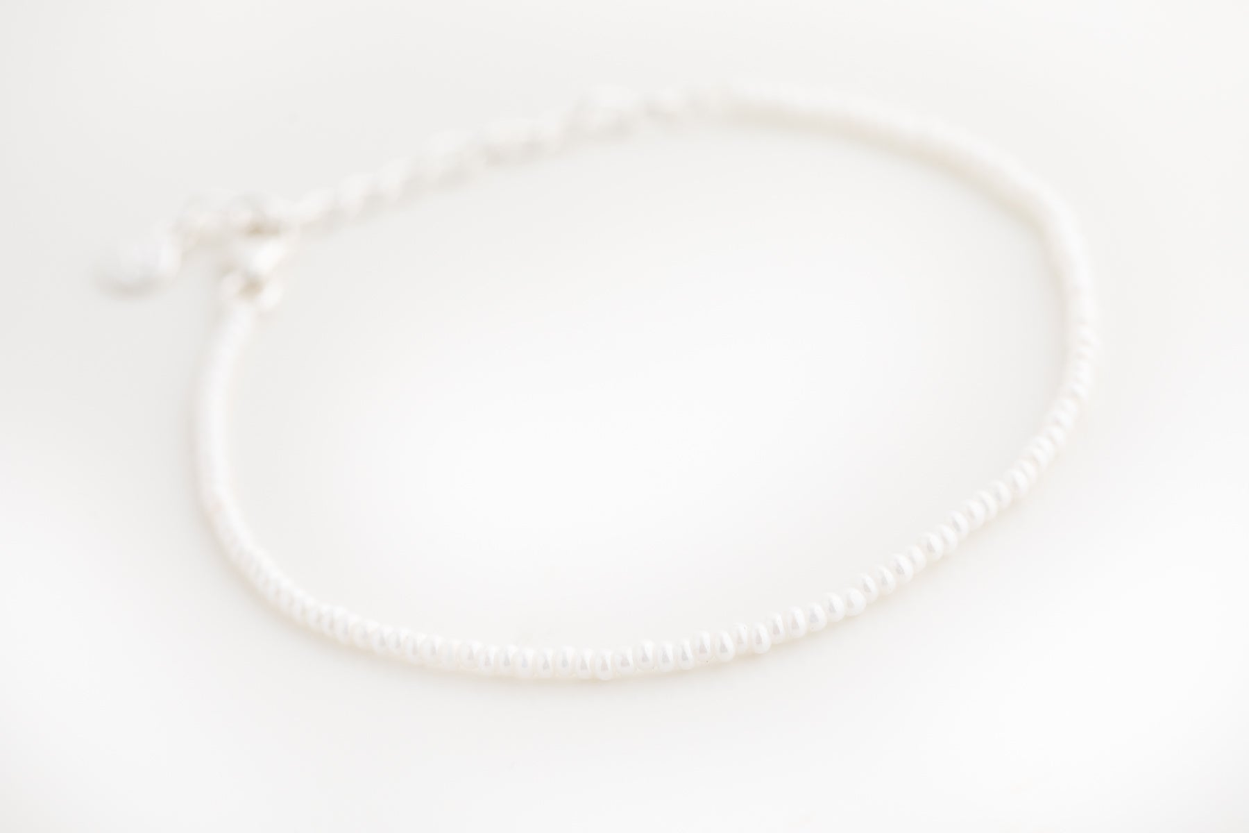 Tiny Silver Beaded Pearl Bracelet