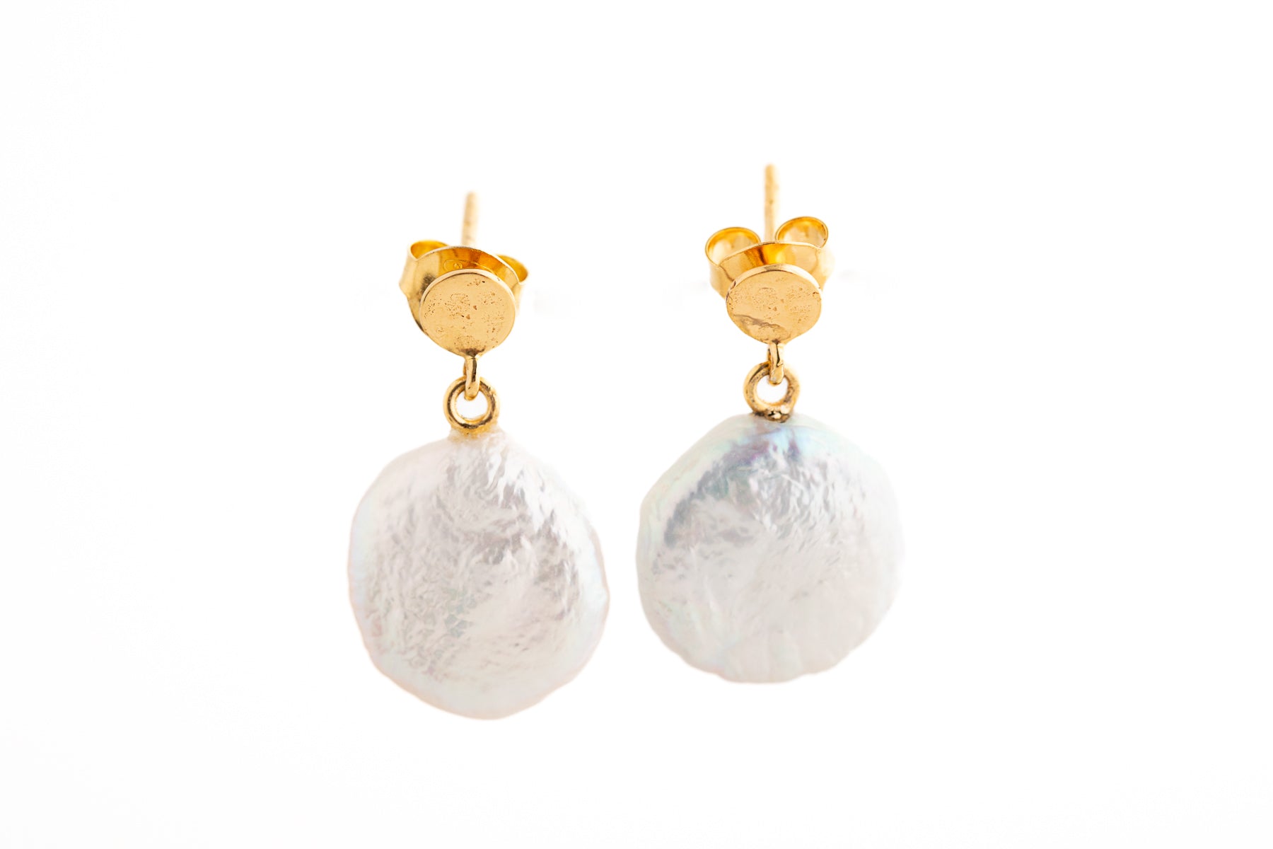 Gold Baroque Pearl Drop Earrings