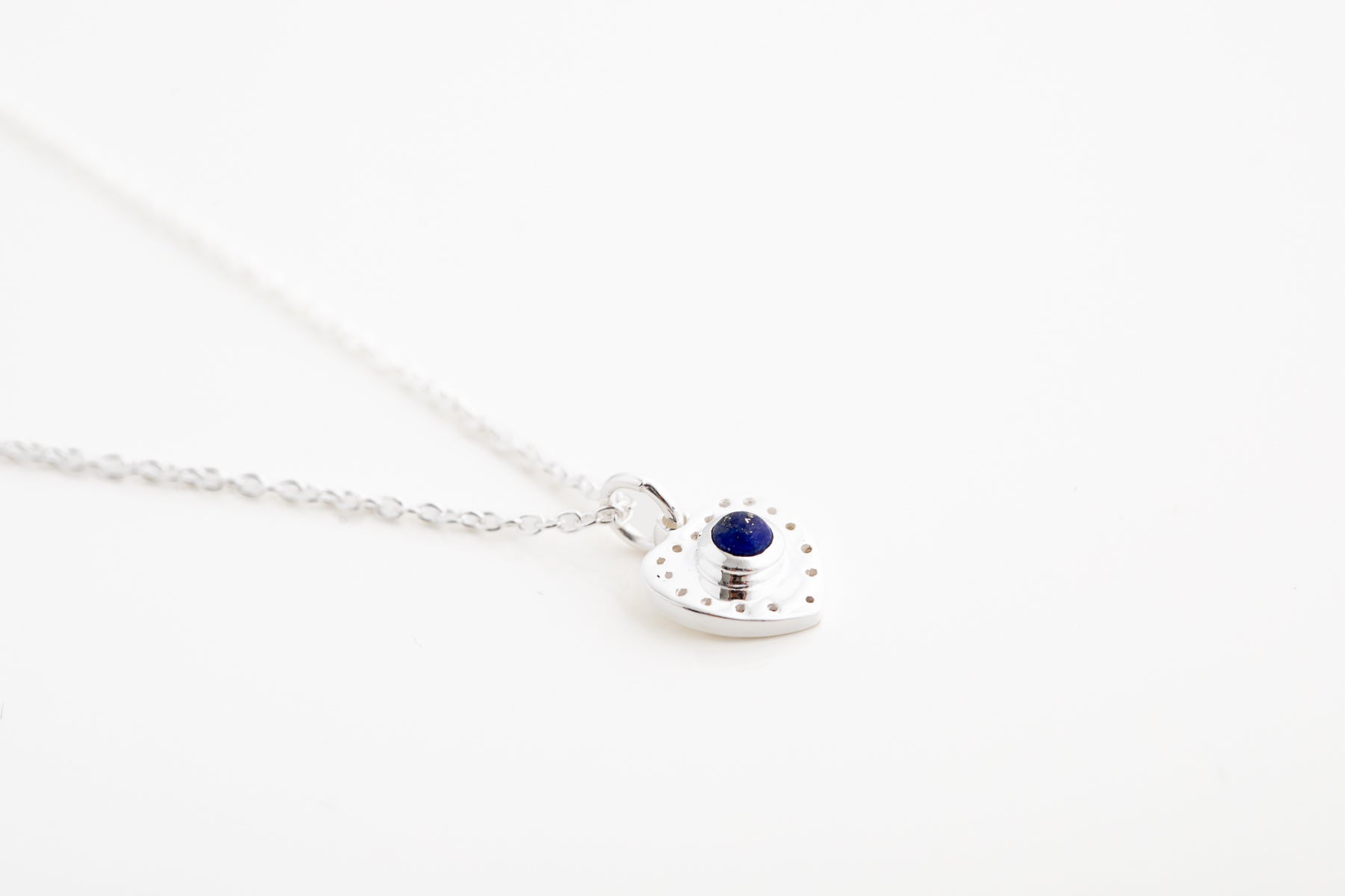Lapis Silver Heart Necklace