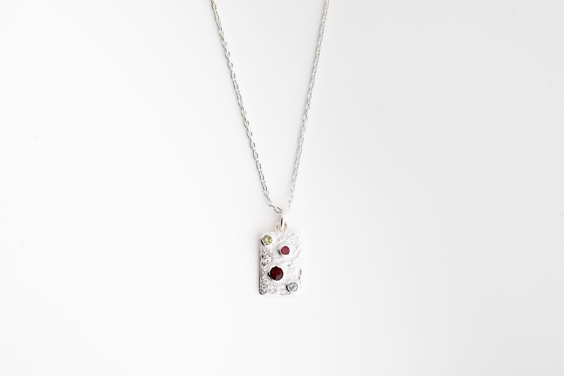 Multi Gemstone and Silver Pendant Necklace