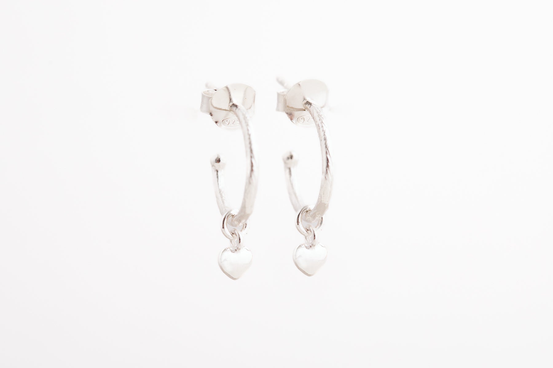 Tiny Silver Heart Hoop Earrings