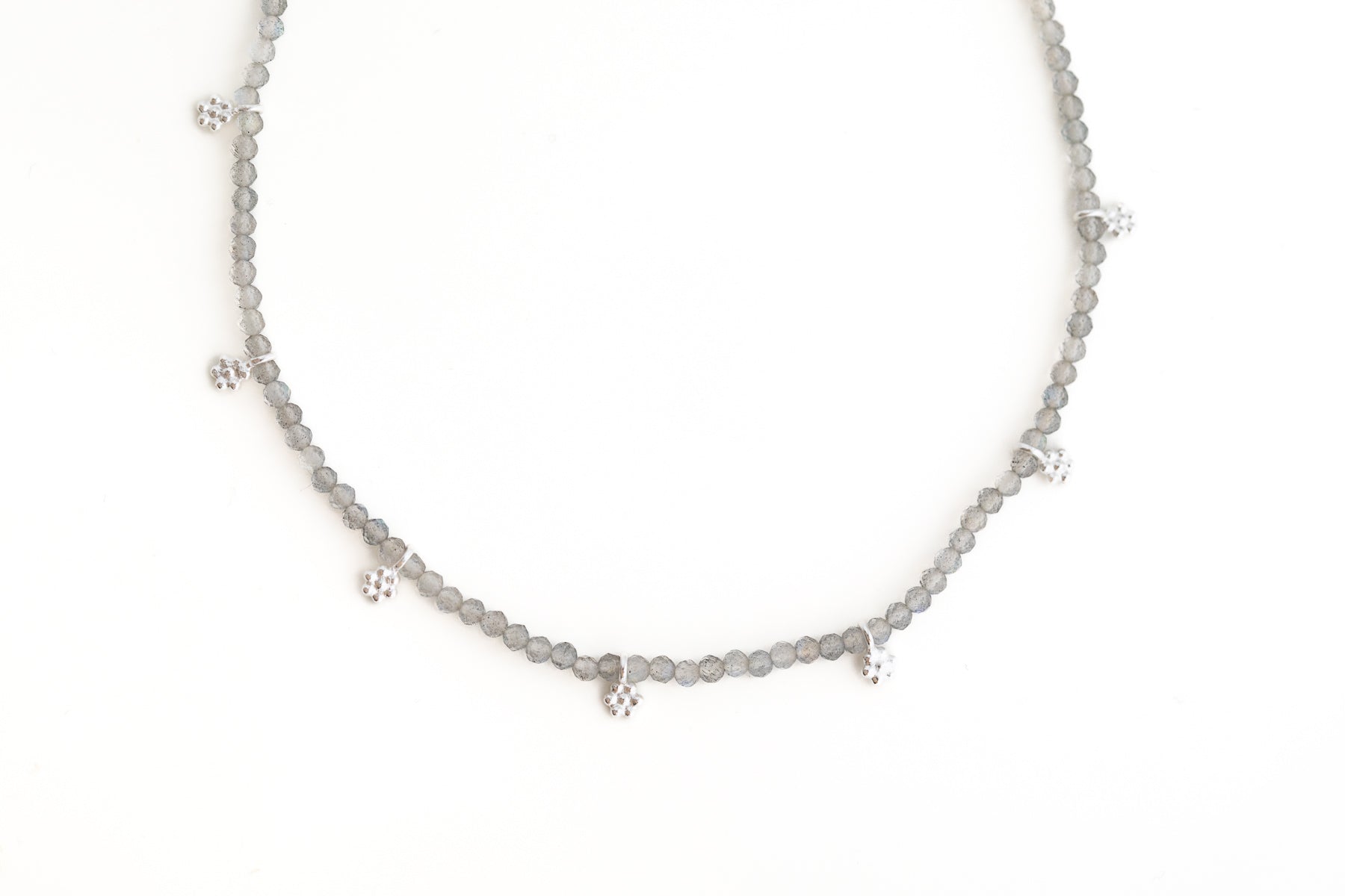 Silver Labradorite Beaded Necklace