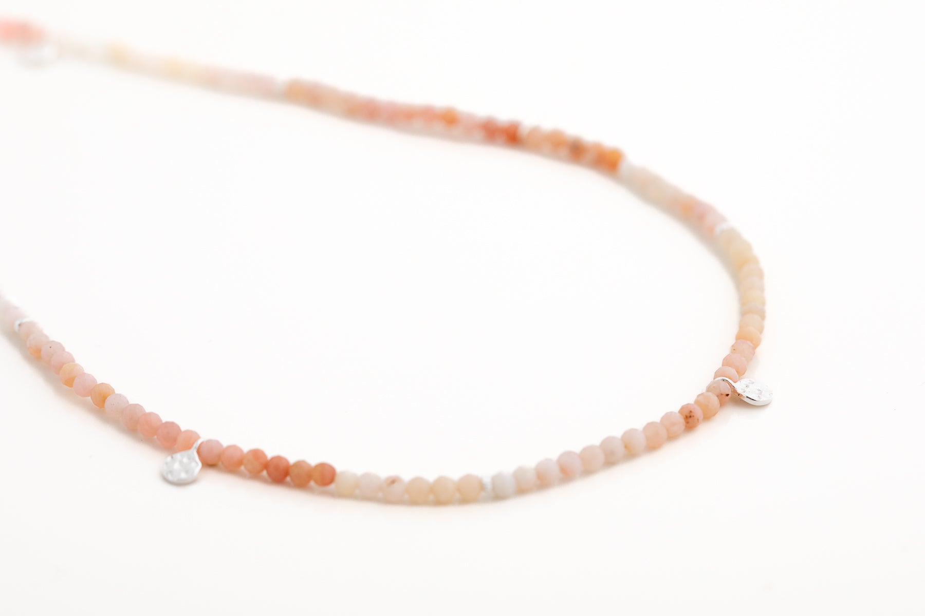Pink Opal and Hammered Disc Necklace