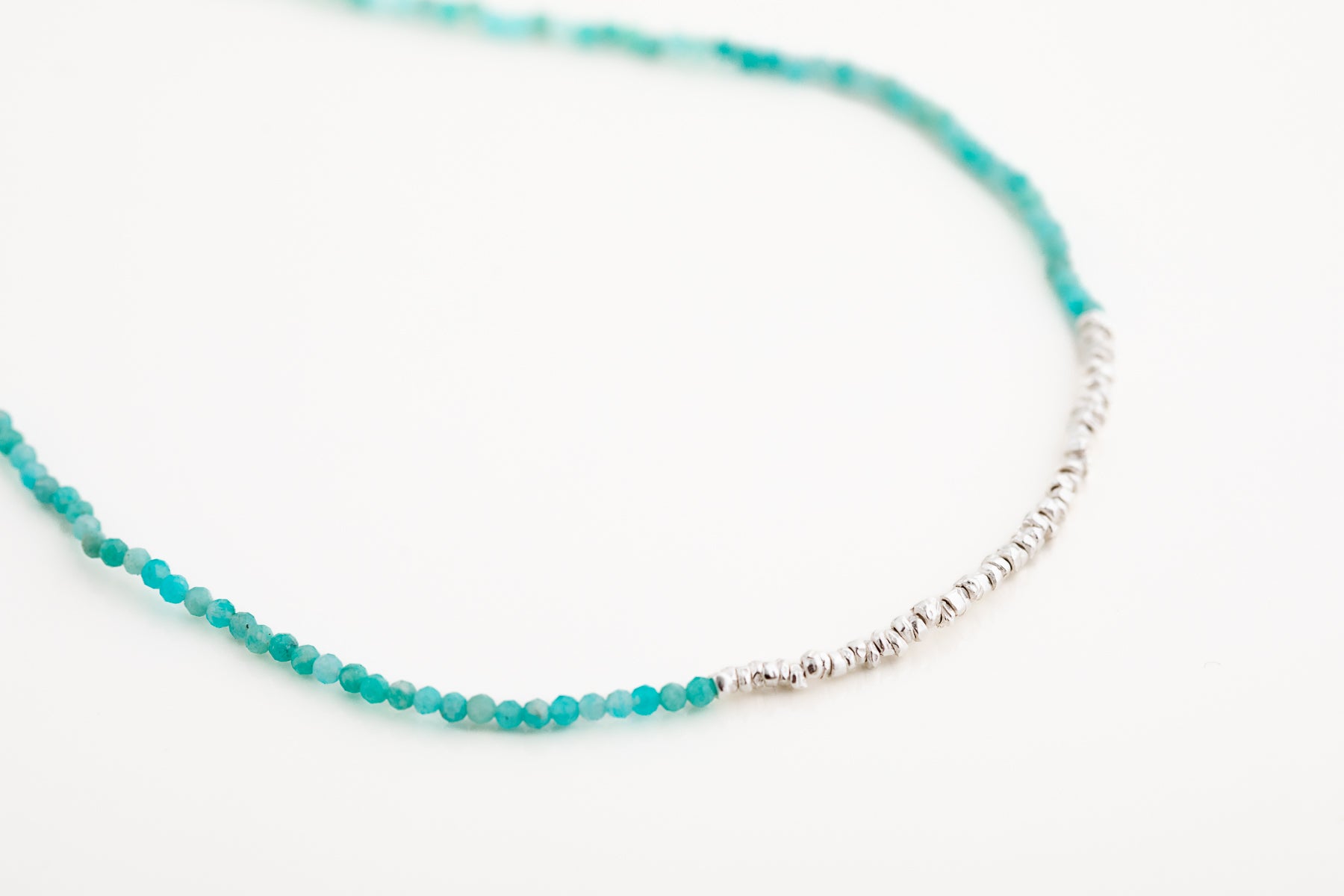 Amazonite and Silver Beaded Necklace