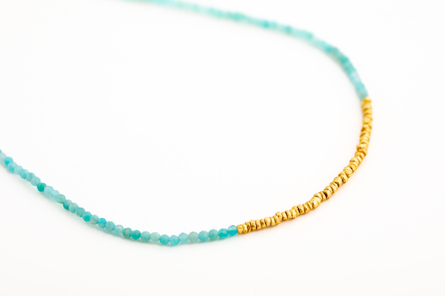 Amazonite and Gold Beaded Necklace