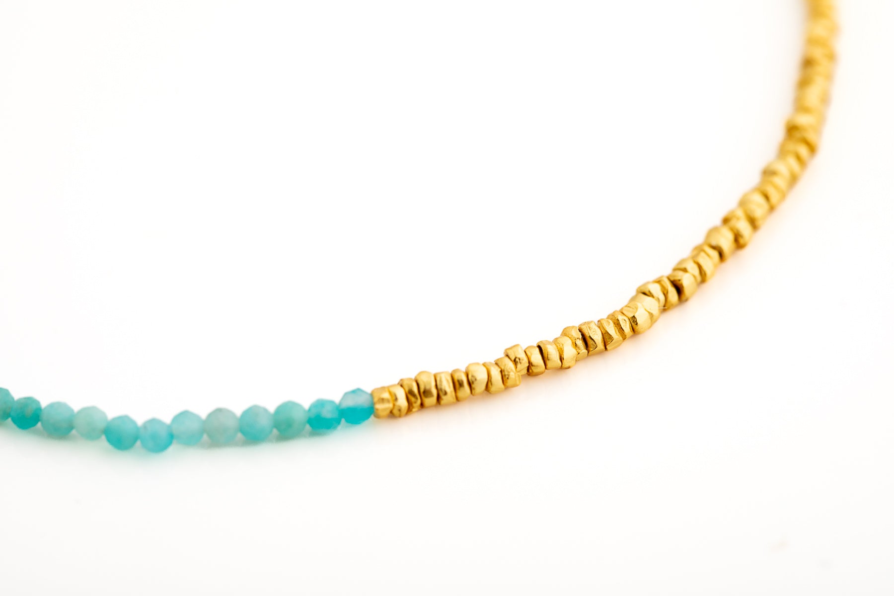 Amazonite and Gold Beaded Necklace
