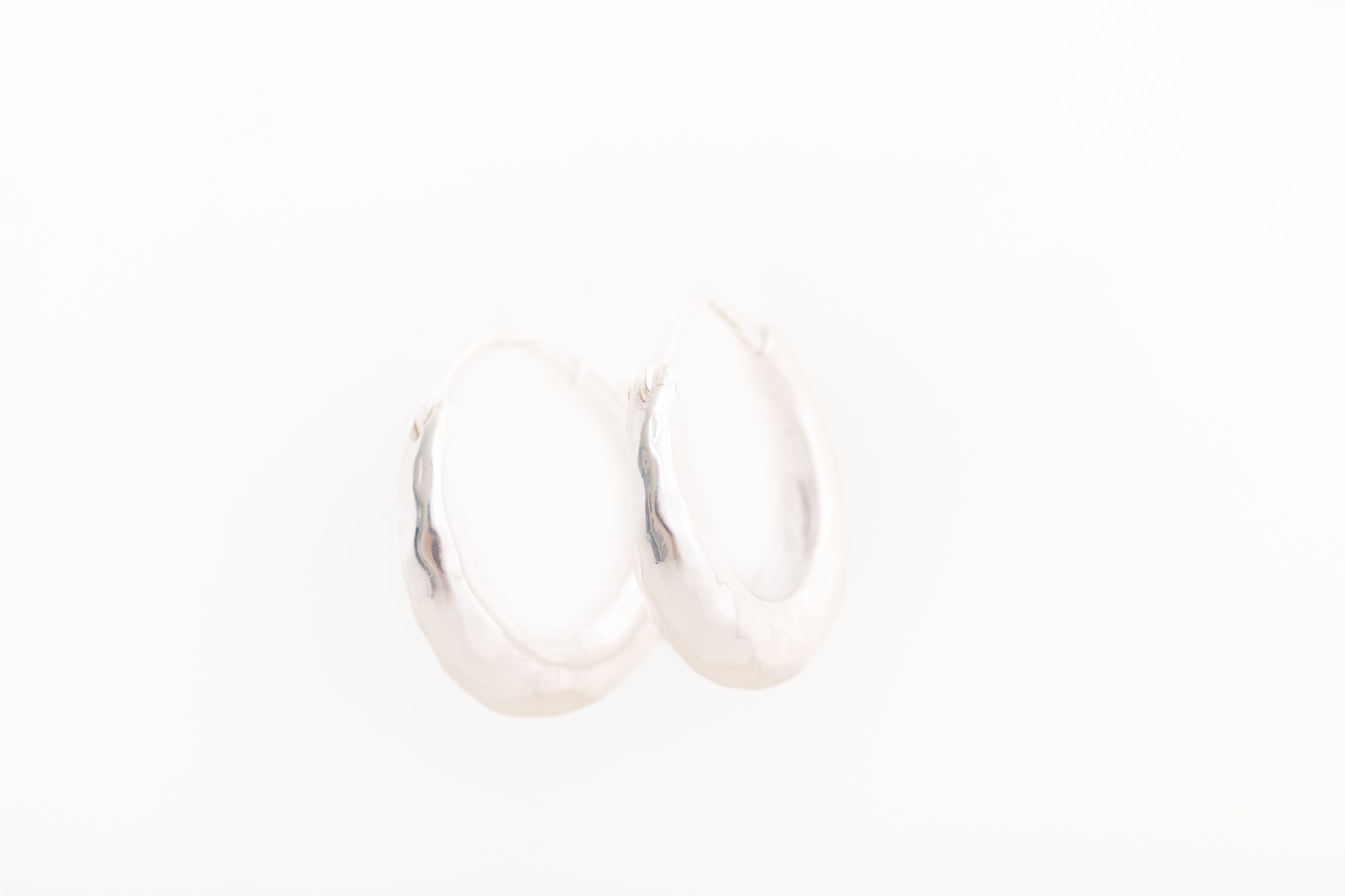 Silver Chubby Hammered Hoop Earrings