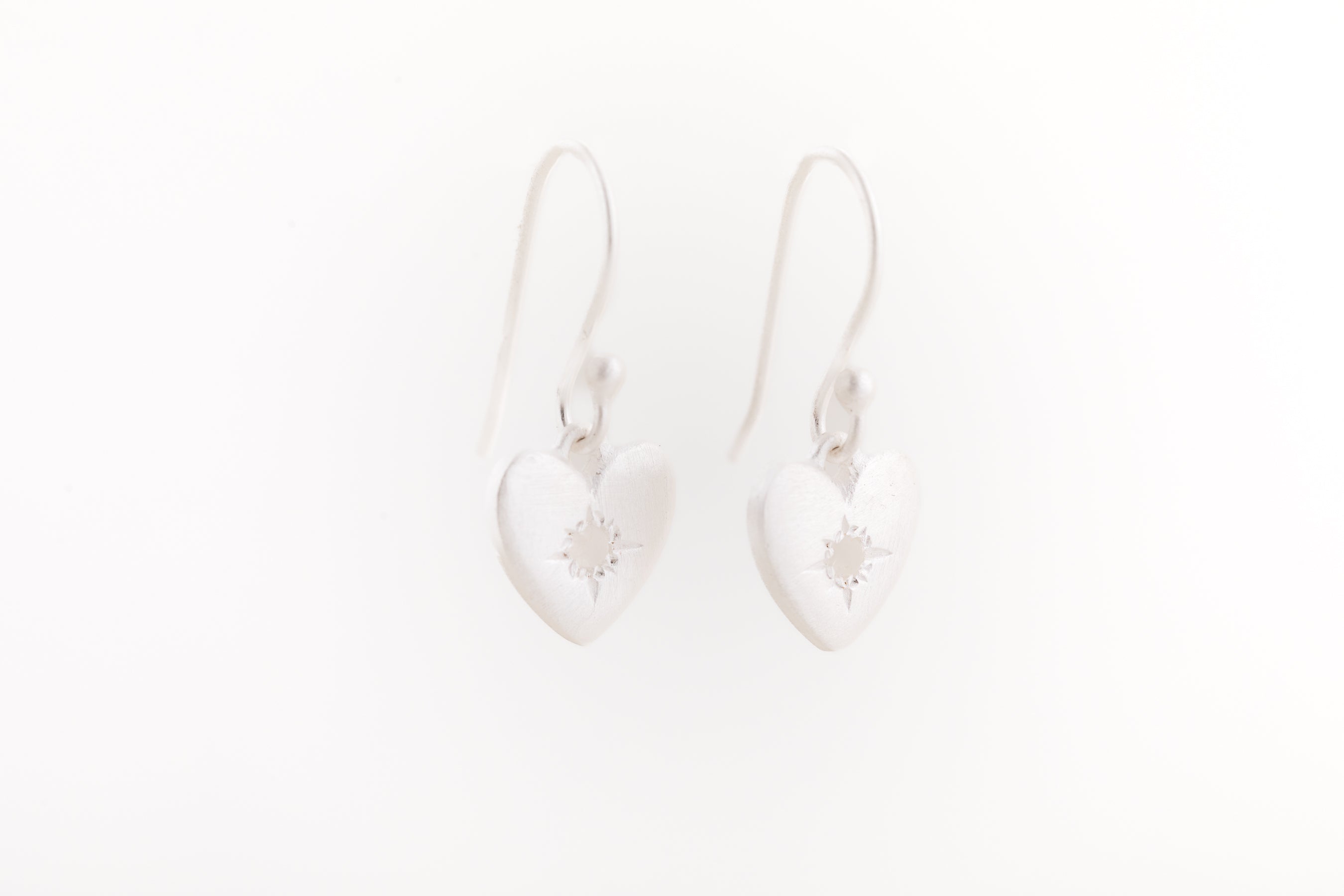 Silver Moonstone Heart Earrings