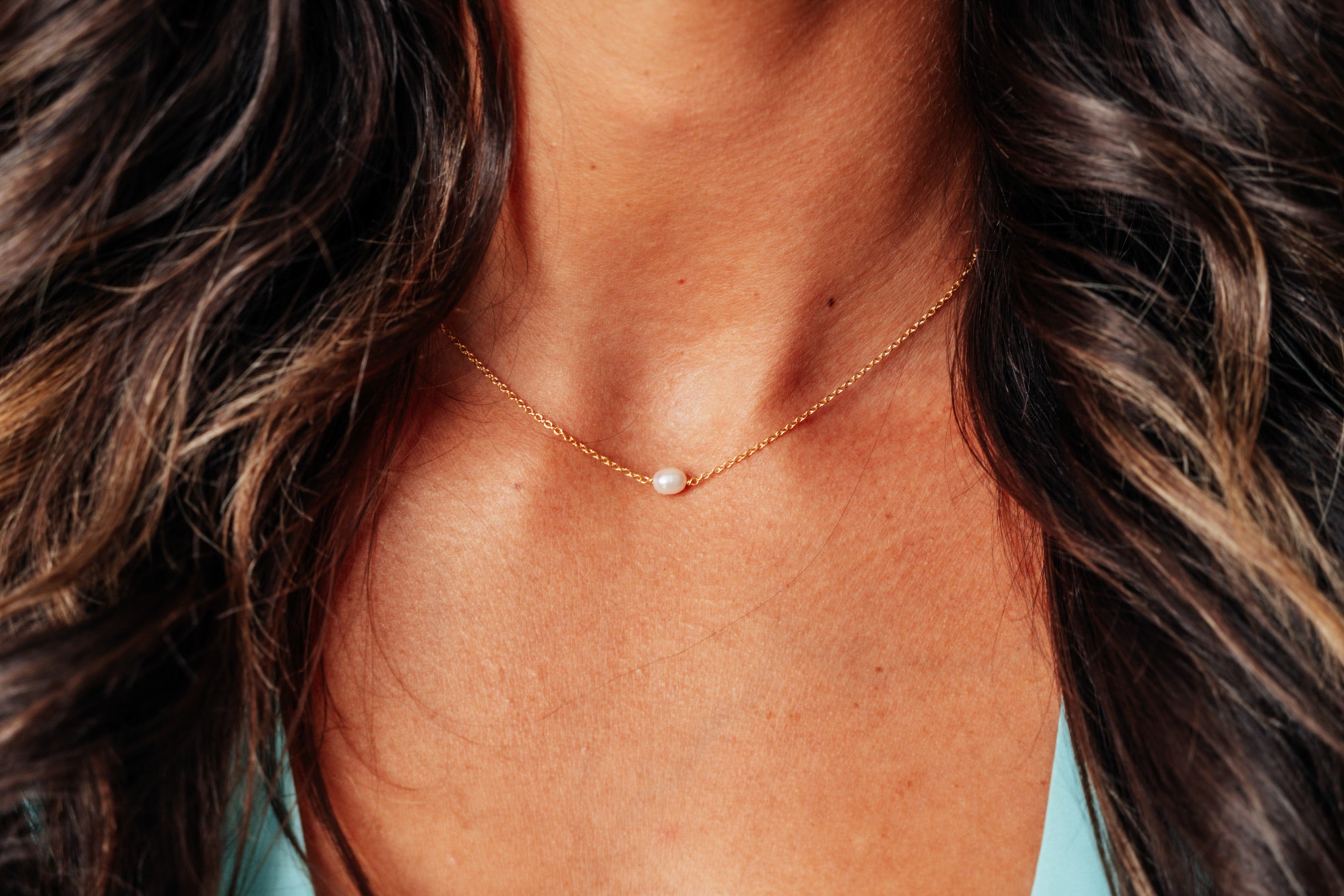 Tiny Gold Pearl Necklace