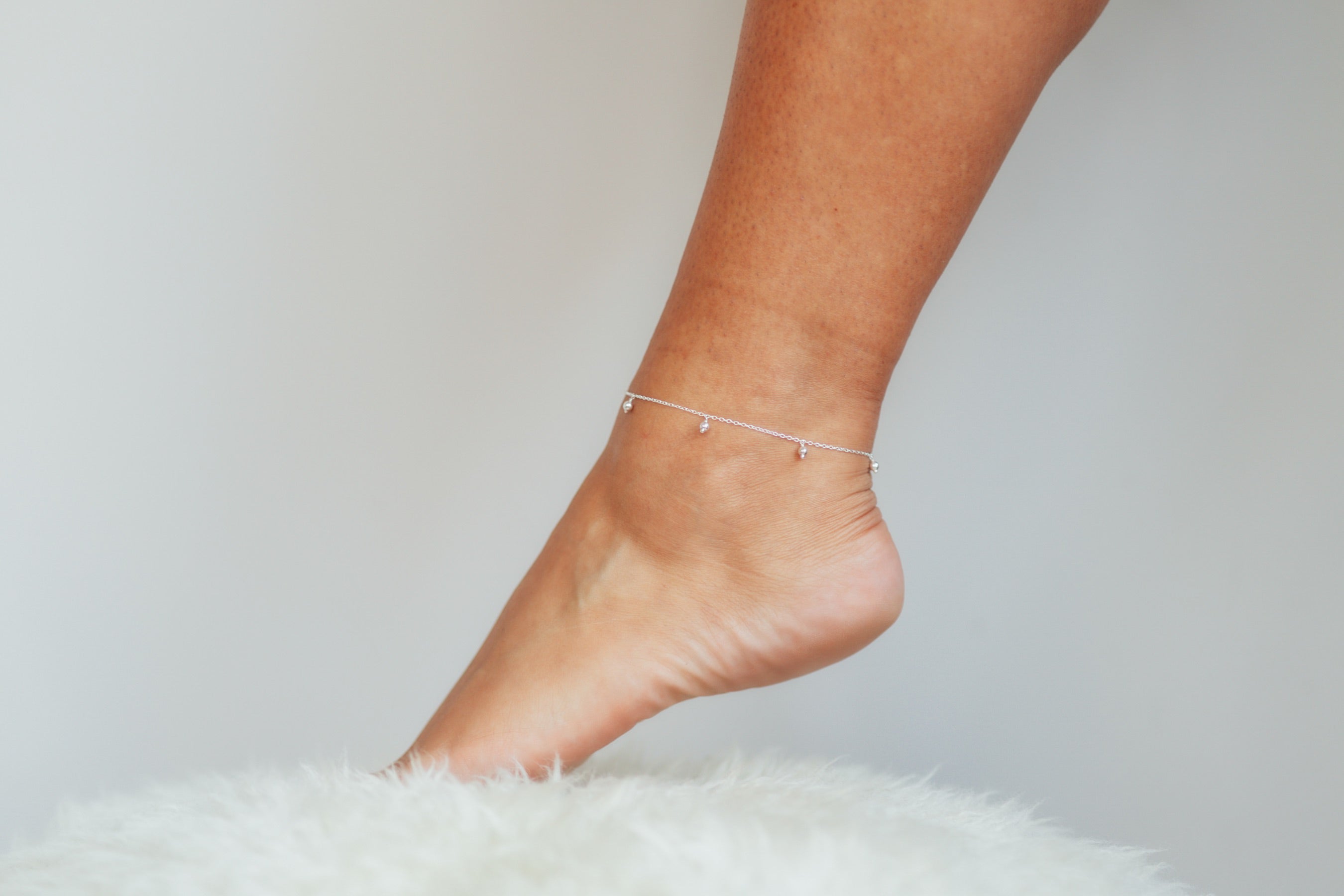 Silver Beaded Anklet