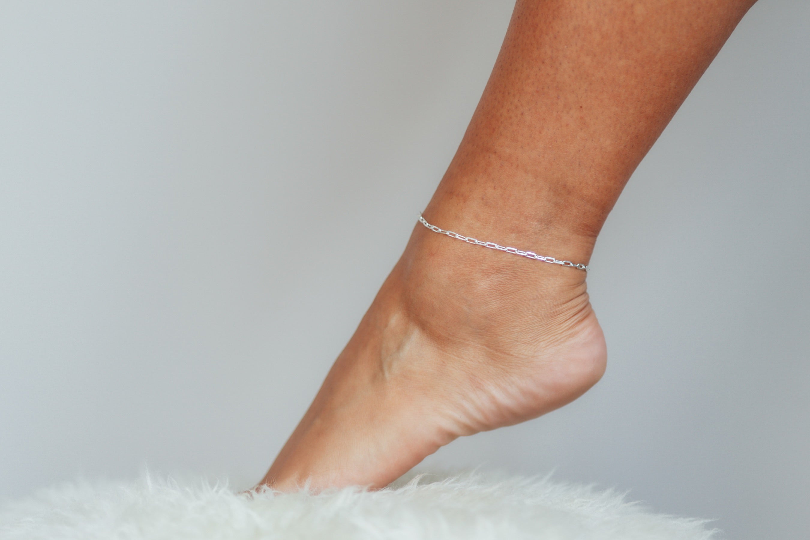 Silver Paperclip Chain Anklet