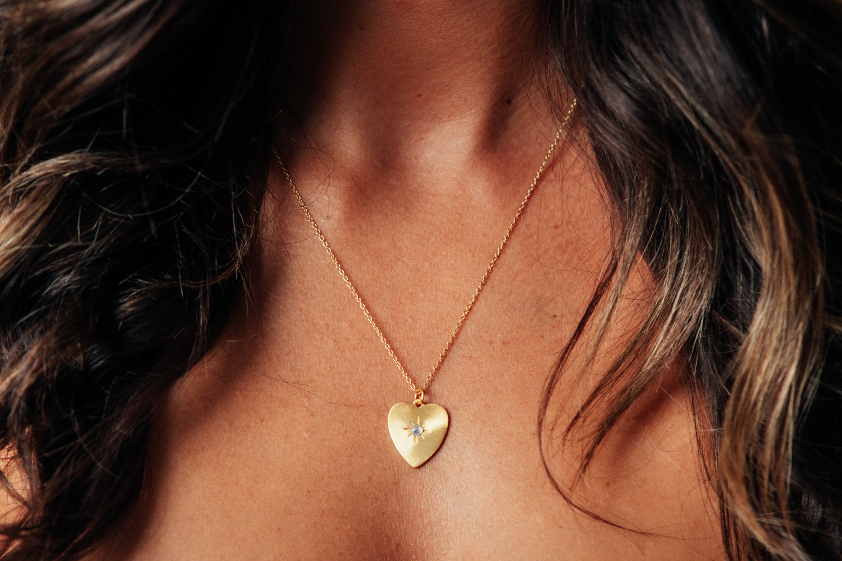 Gold Moonstone Heart Set