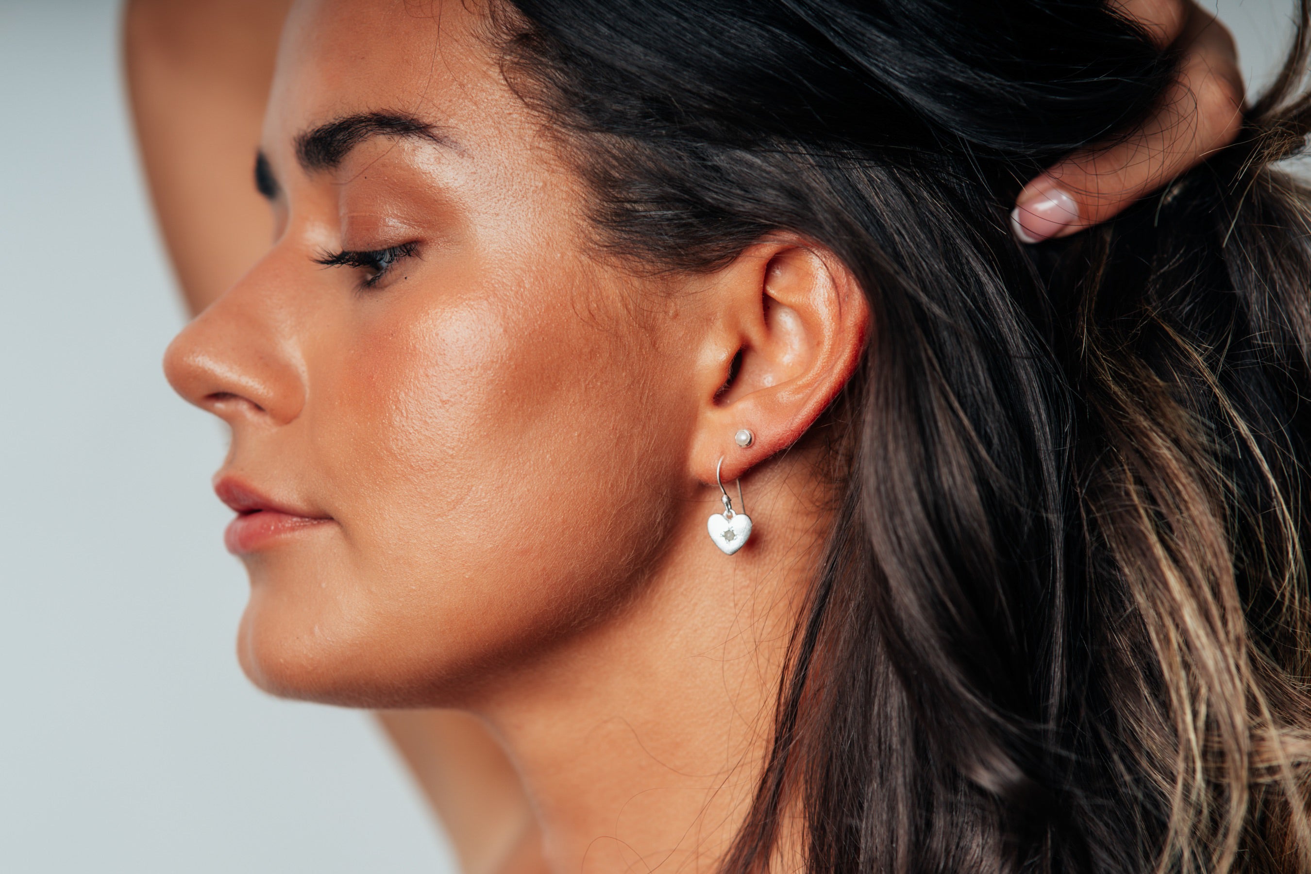 Silver Moonstone Heart Earrings