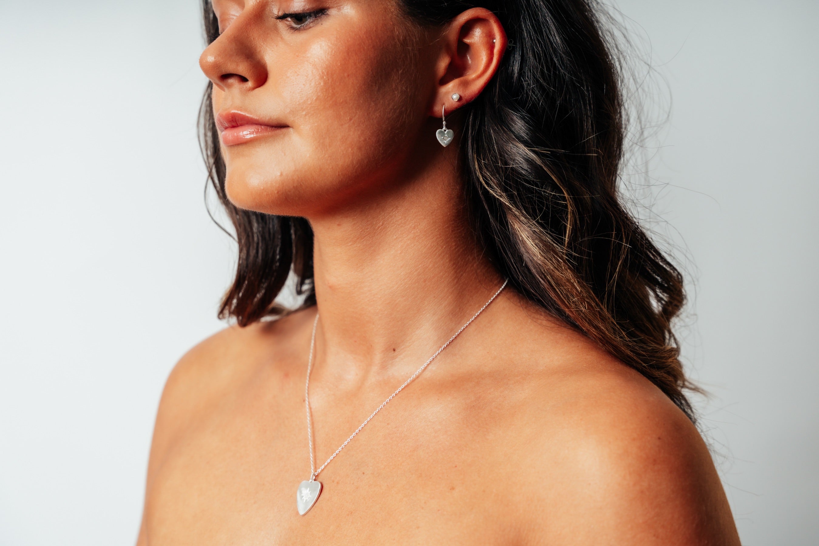 Silver Moonstone Heart Set