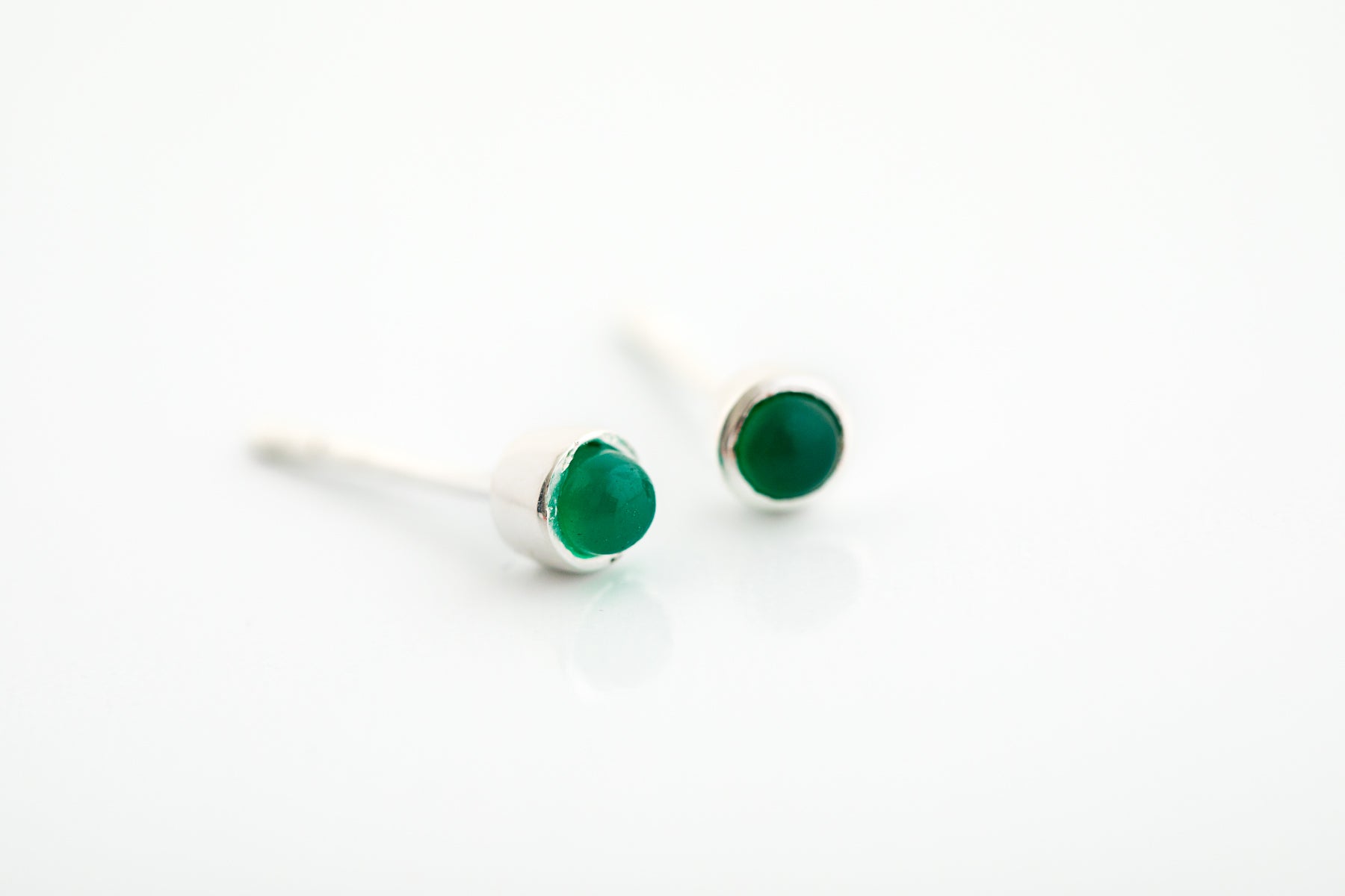 Silver Tiny Gemstone Stud Earrings