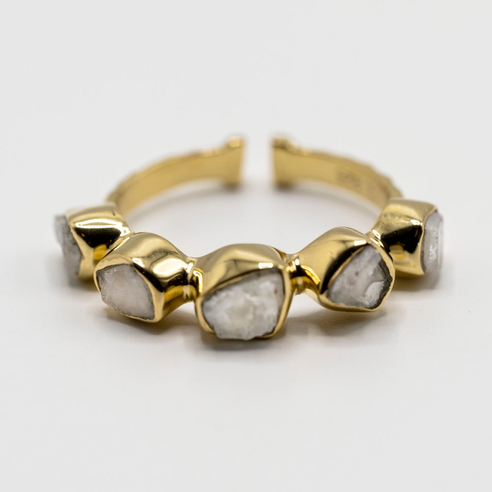 Moonstone Raw Cut Gold Ring