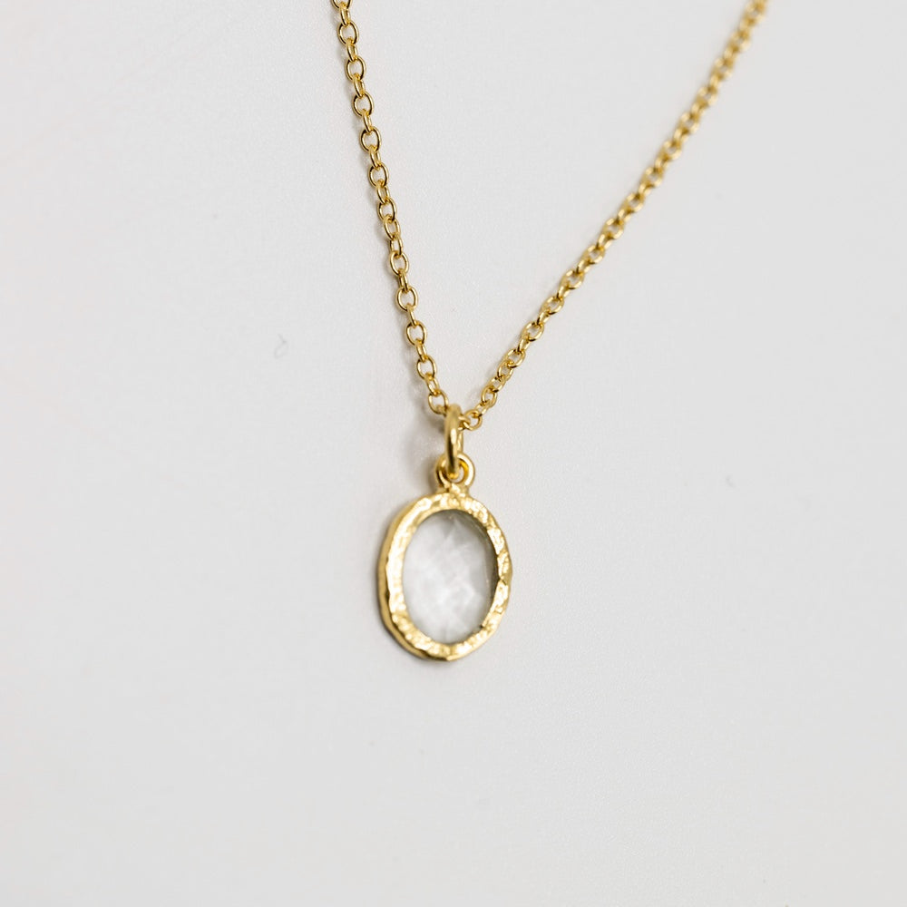 Gold Oval Crystal Necklace