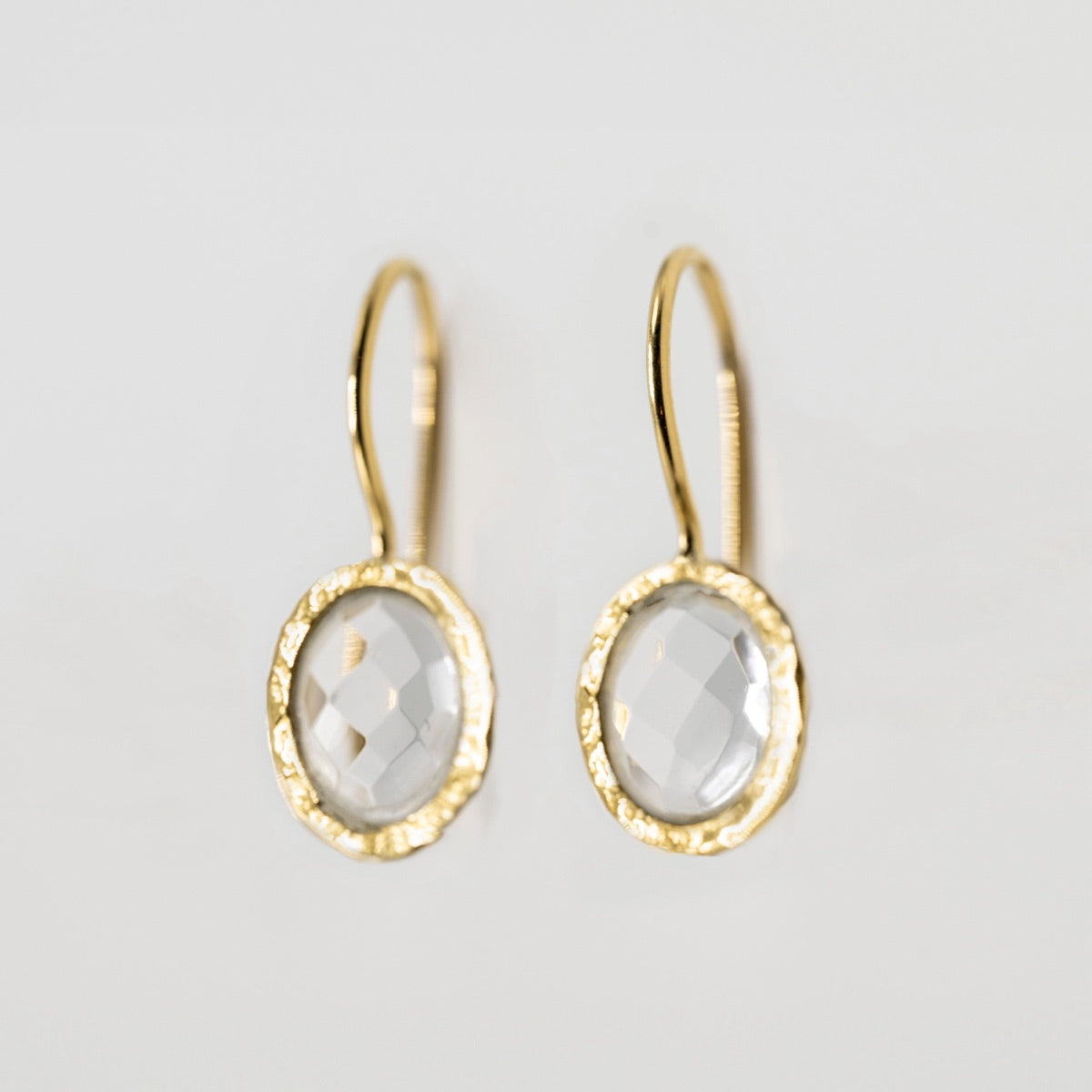 Gold Oval Crystal Earrings