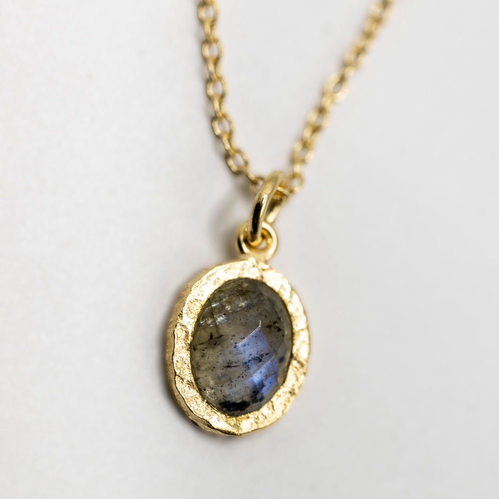 Gold Oval Labradorite Necklace