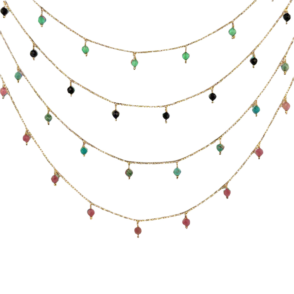 Gold Gemstone Beaded Necklace