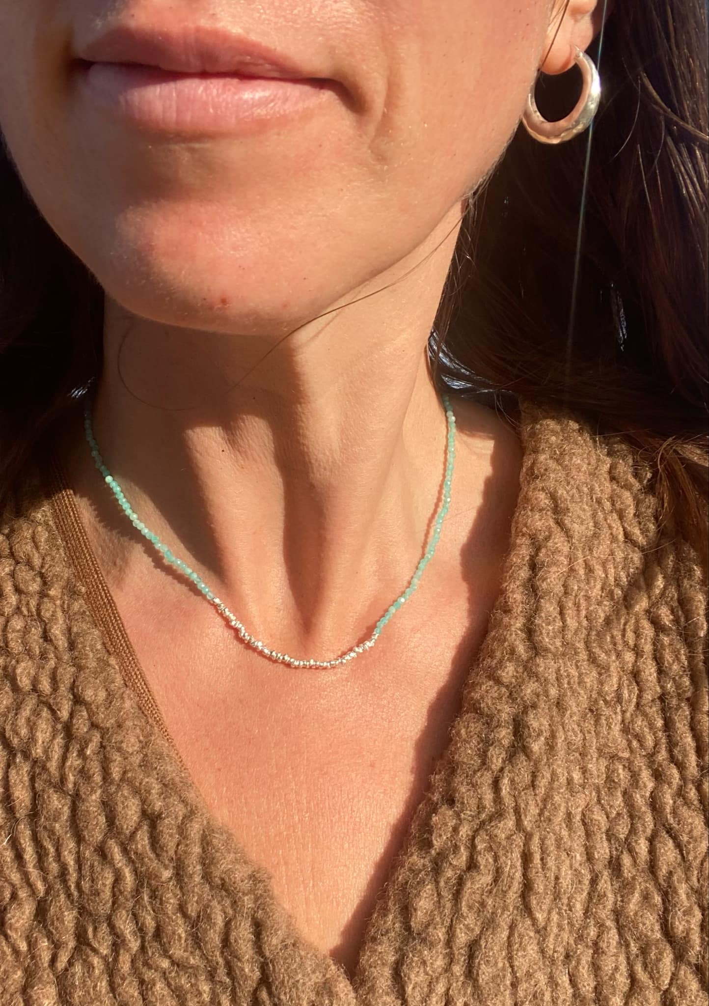 Amazonite and Silver Beaded Necklace