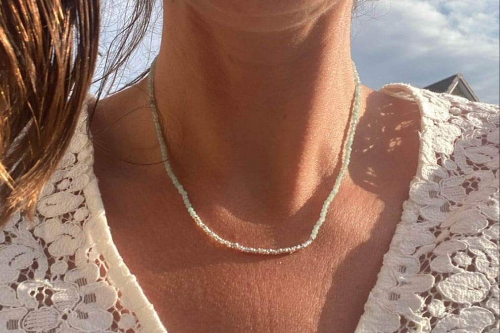 Amazonite and Silver Beaded Necklace