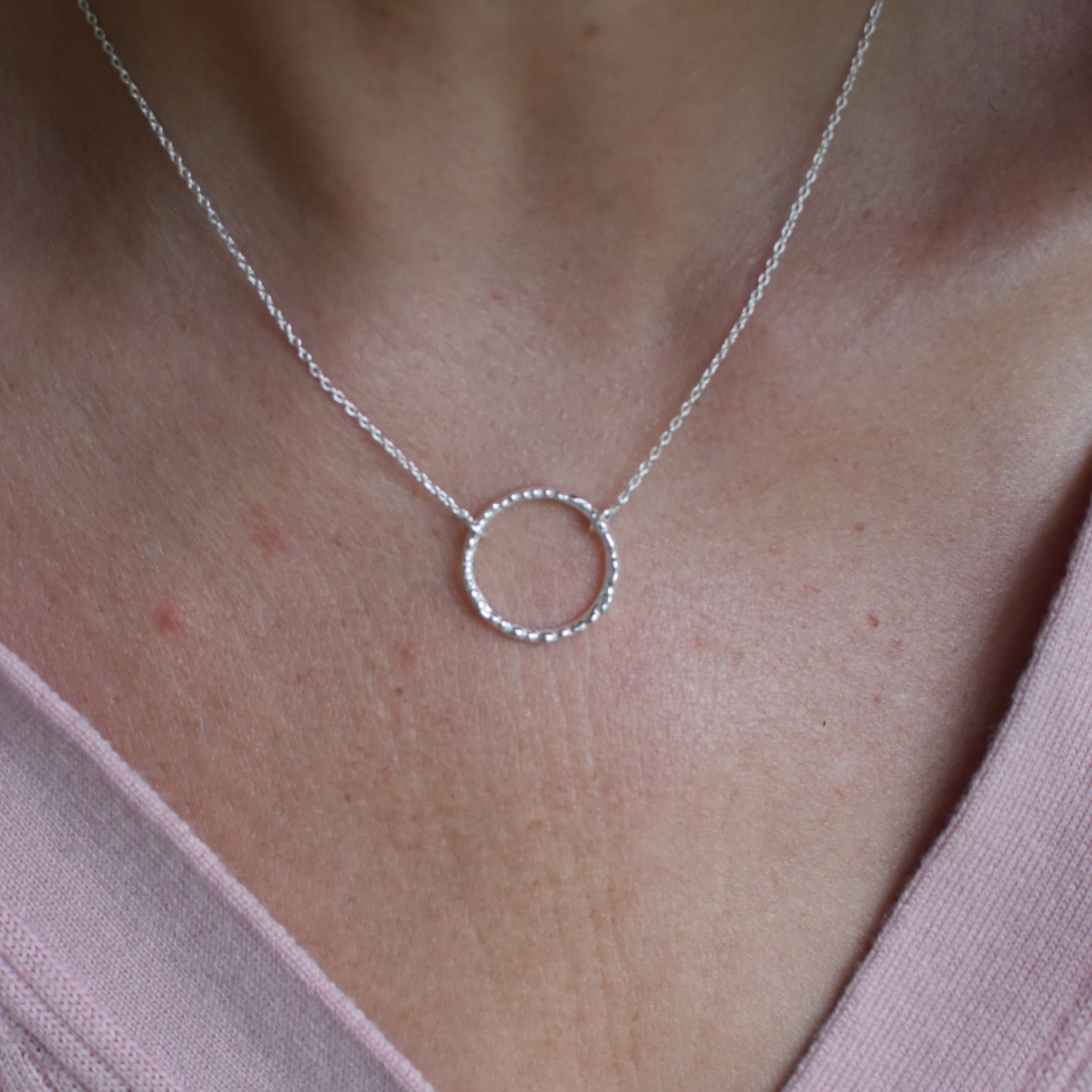 Hammered Open Circle Necklace