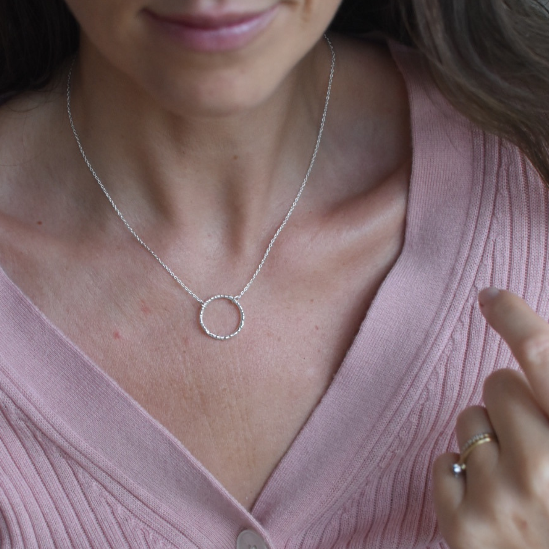 Hammered Open Circle Necklace