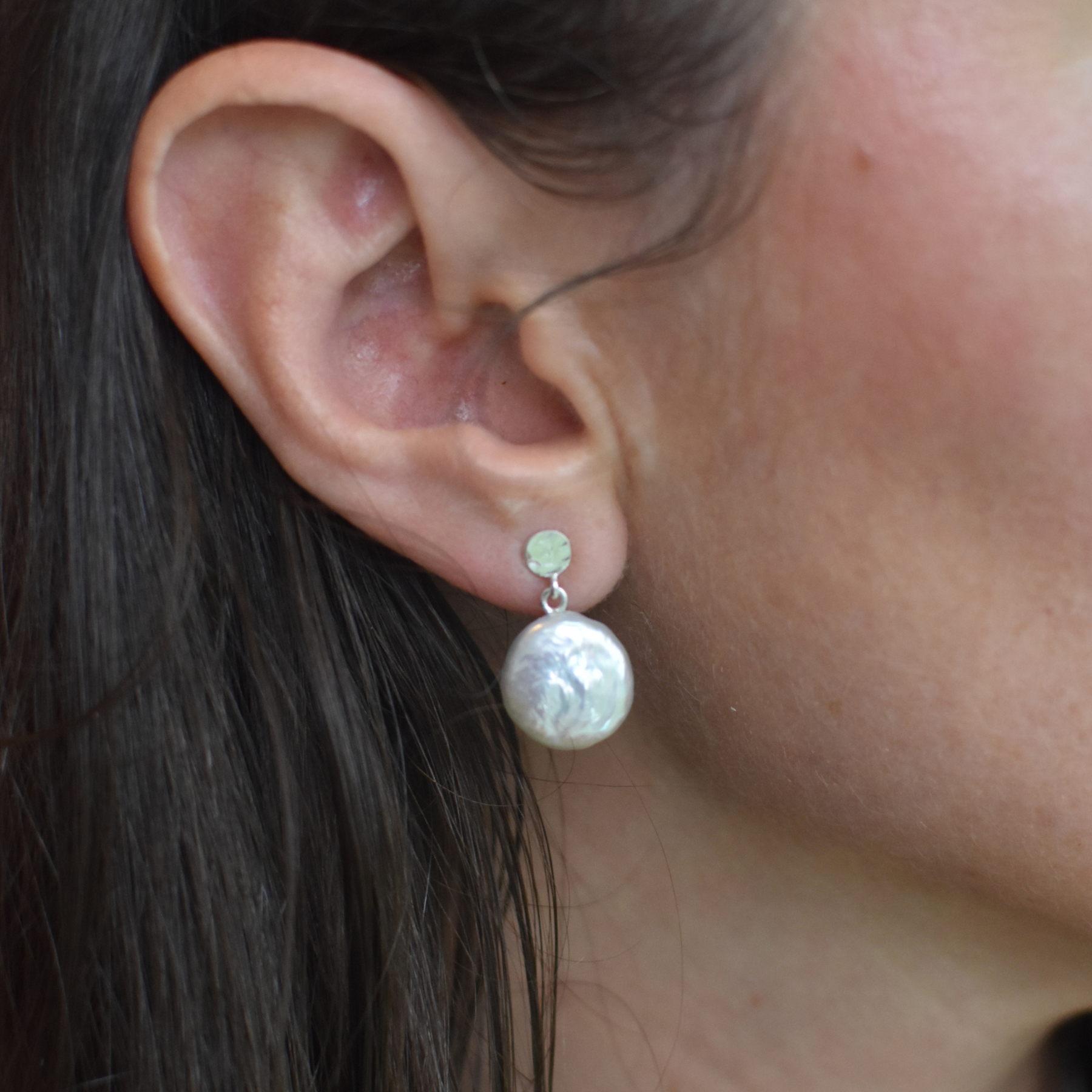 Silver Baroque Pearl Drop Earrings