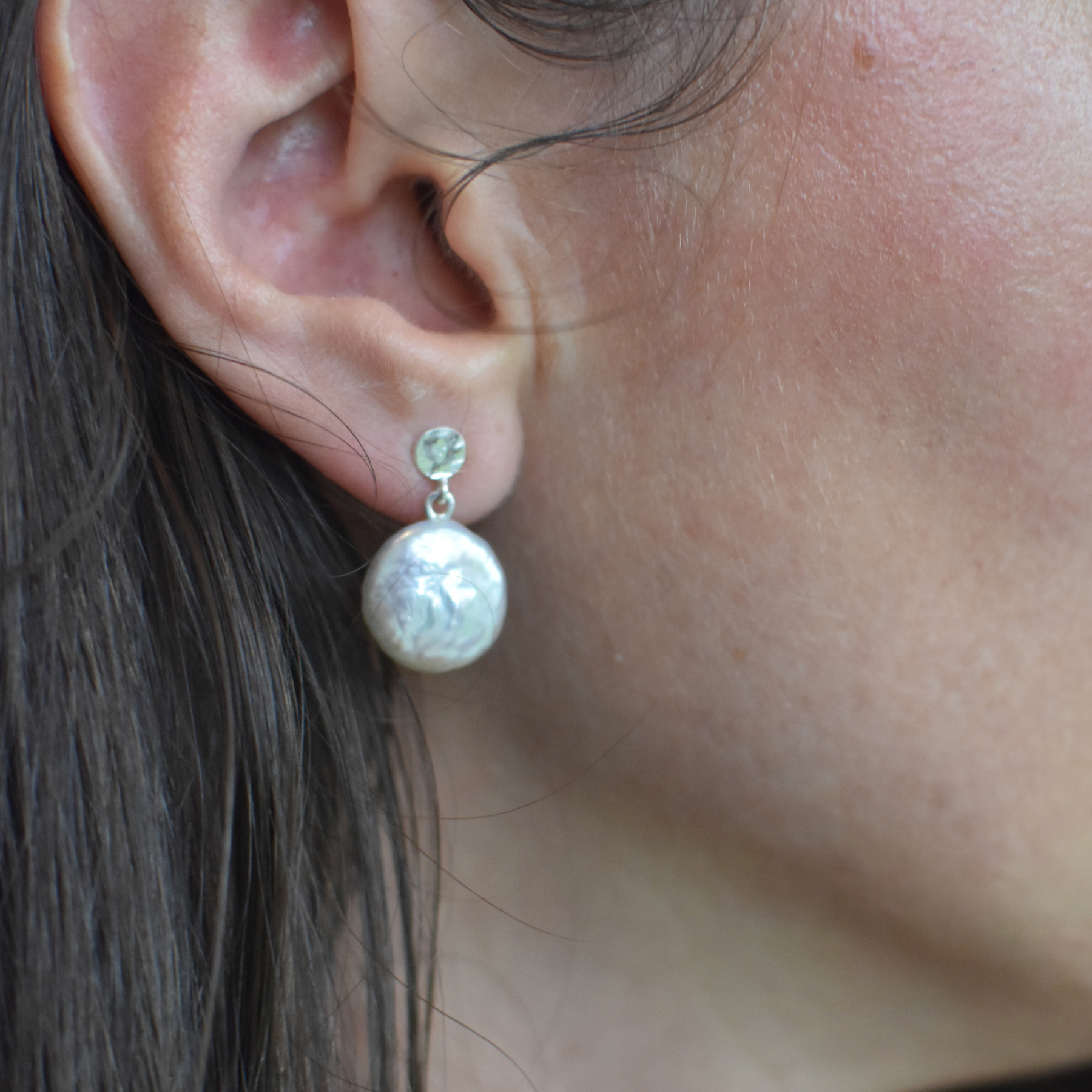 Silver Baroque Pearl Drop Earrings