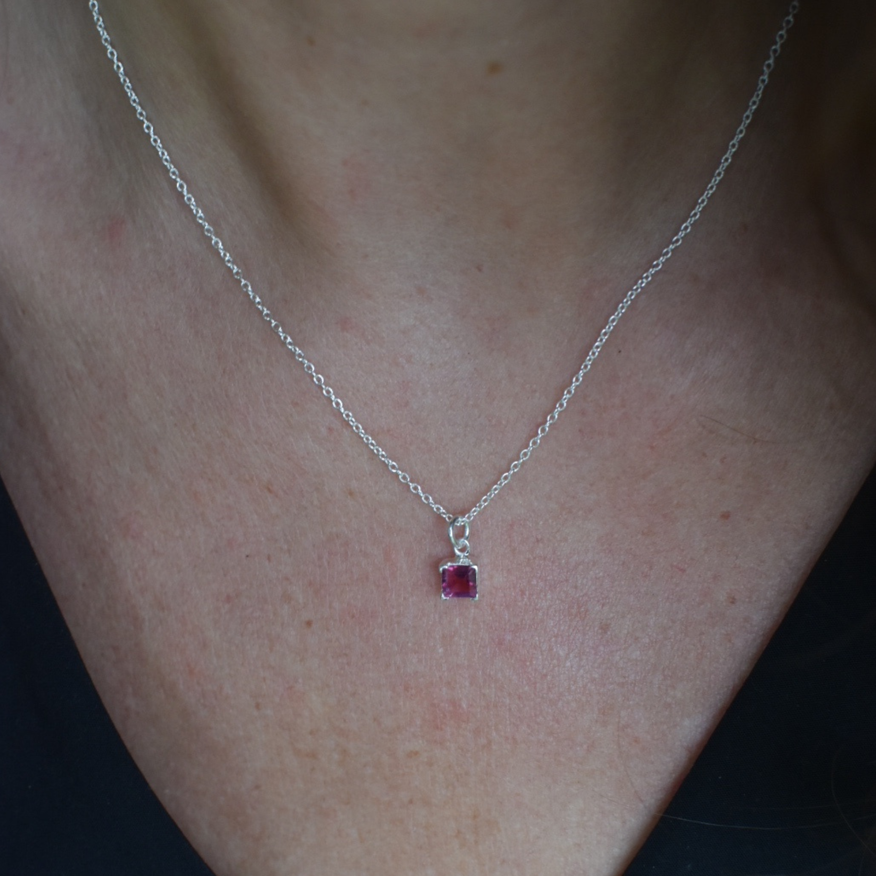 Square Birthstone Necklace