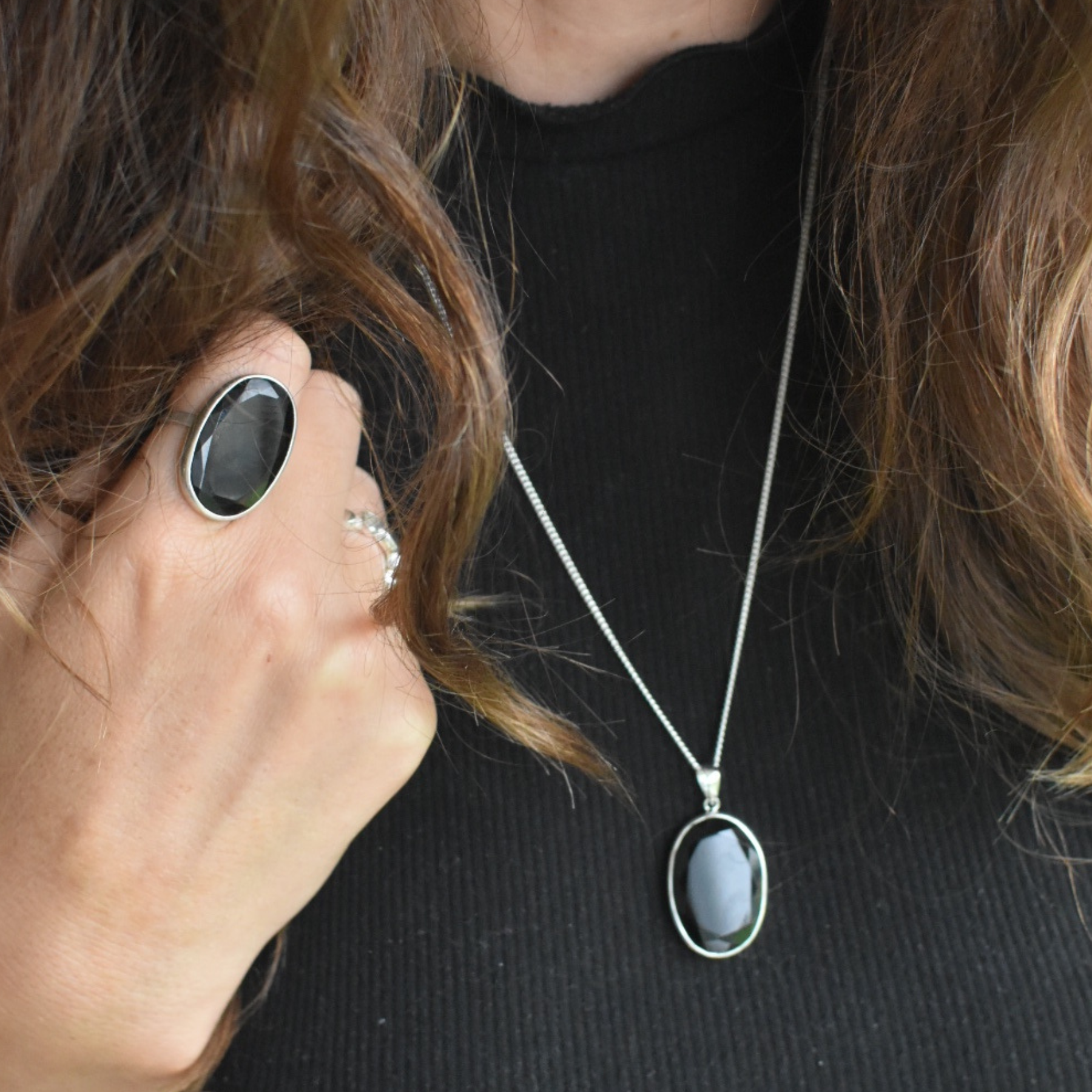 Large Gemstone Pendant Necklace