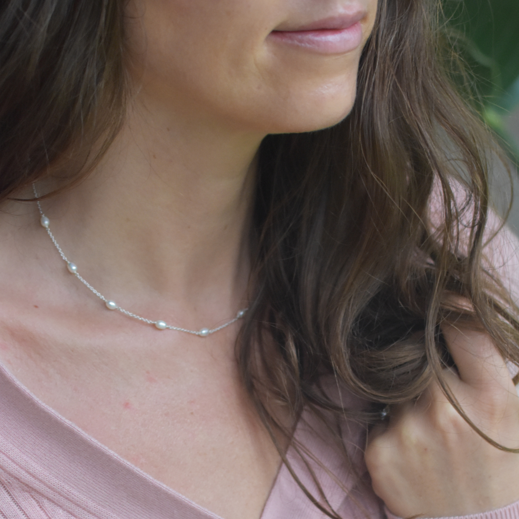 Silver Multi Pearl Necklace