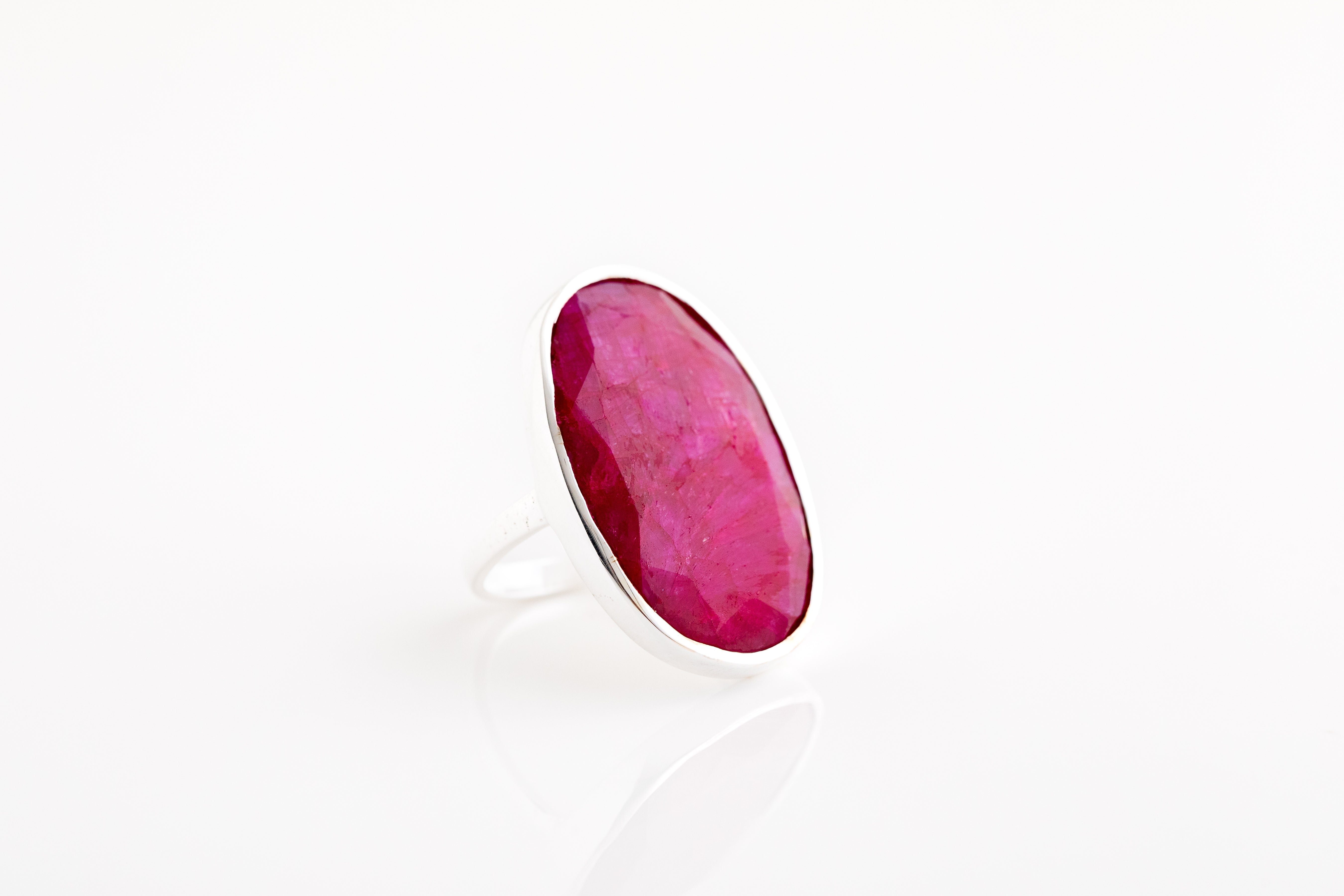 Large Silver Ruby Ring