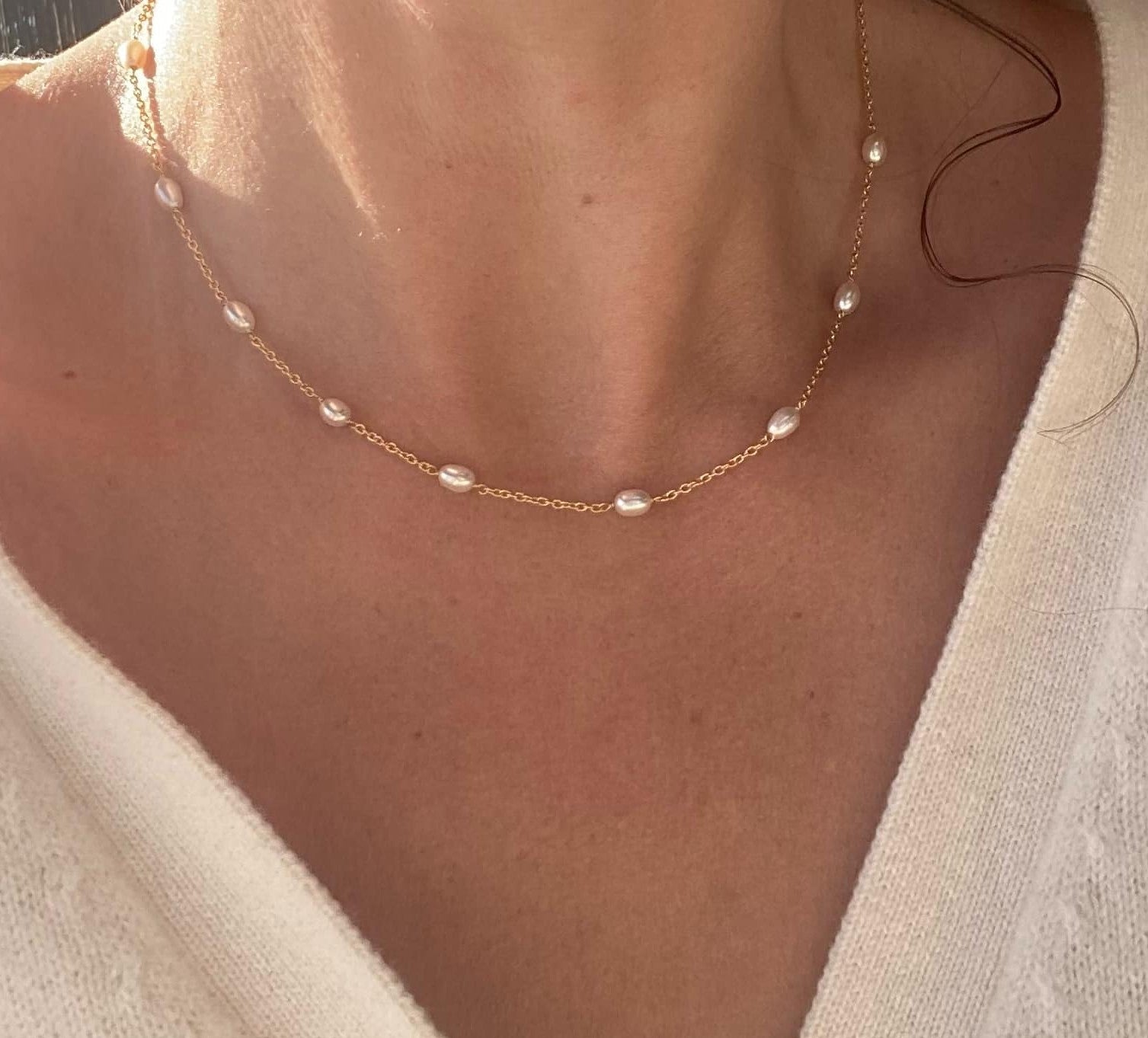 Gold Multi Pearl Necklace