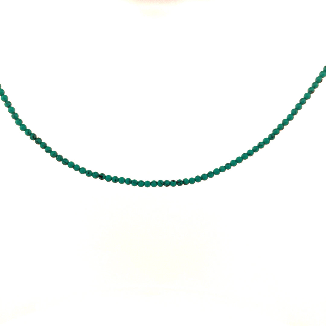 Turquoise Beaded Neckace with Detachable Silver Pendant