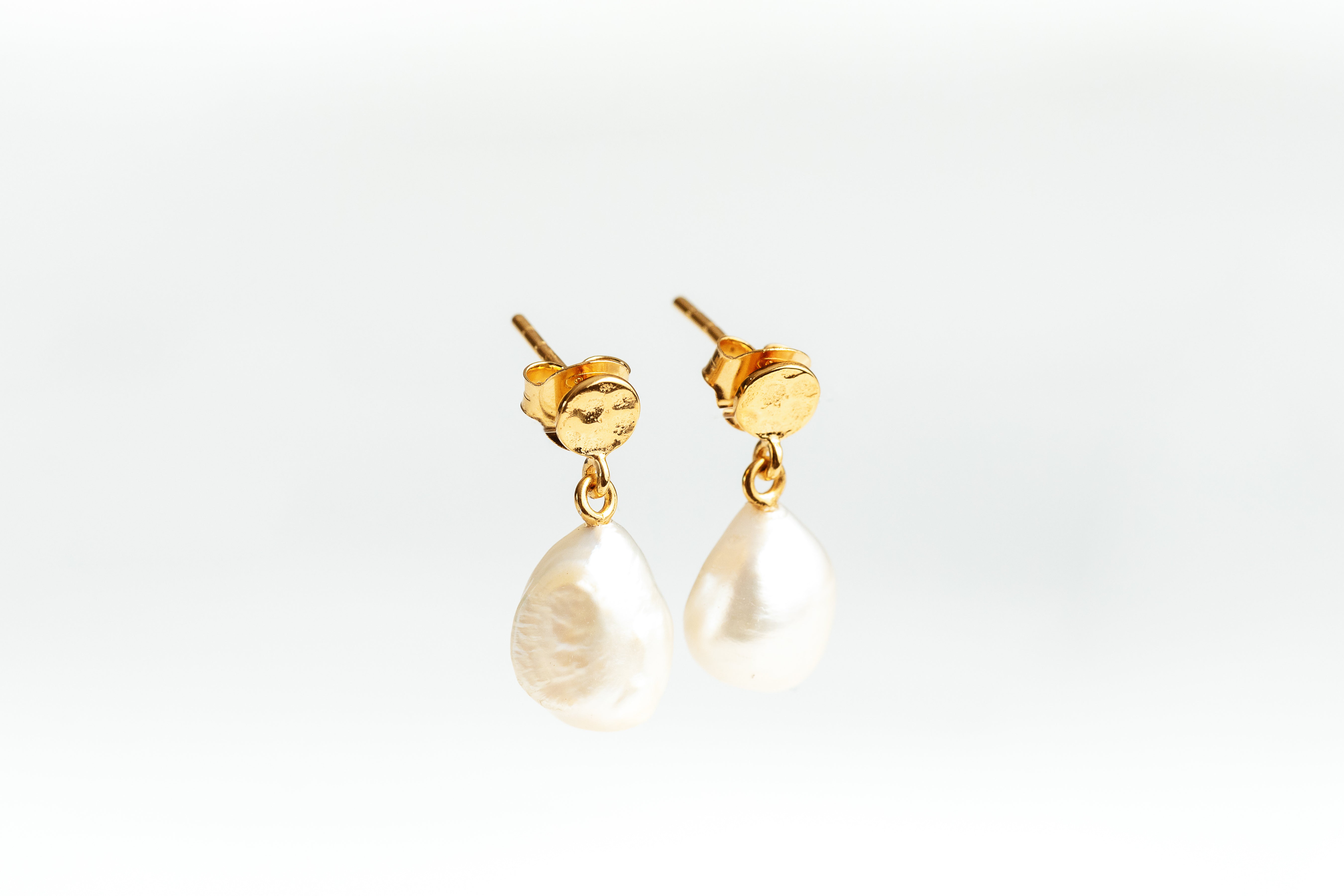 Gold Baroque Pearl Drop Earrings
