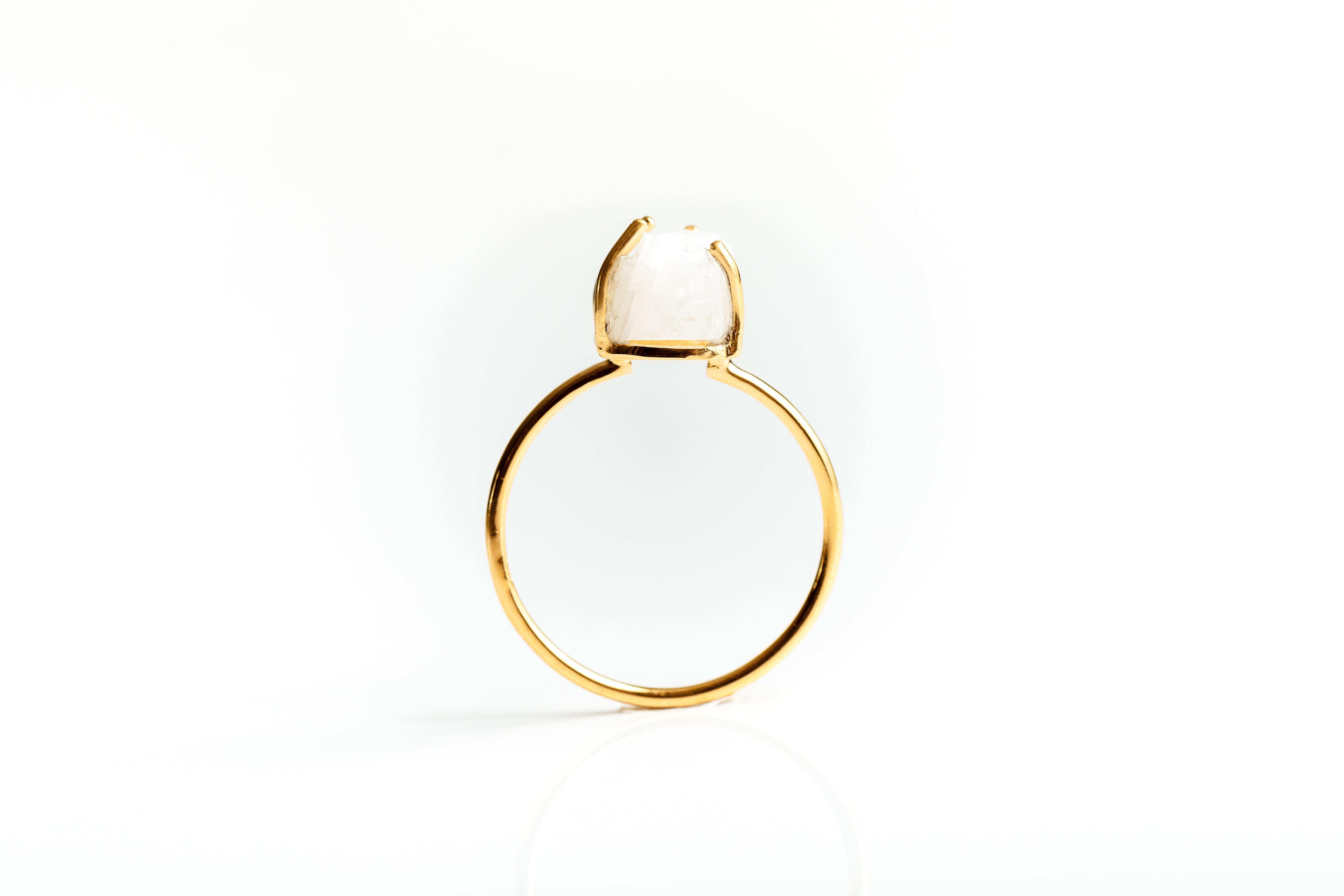 Gold Irregular Moonstone Claw Ring
