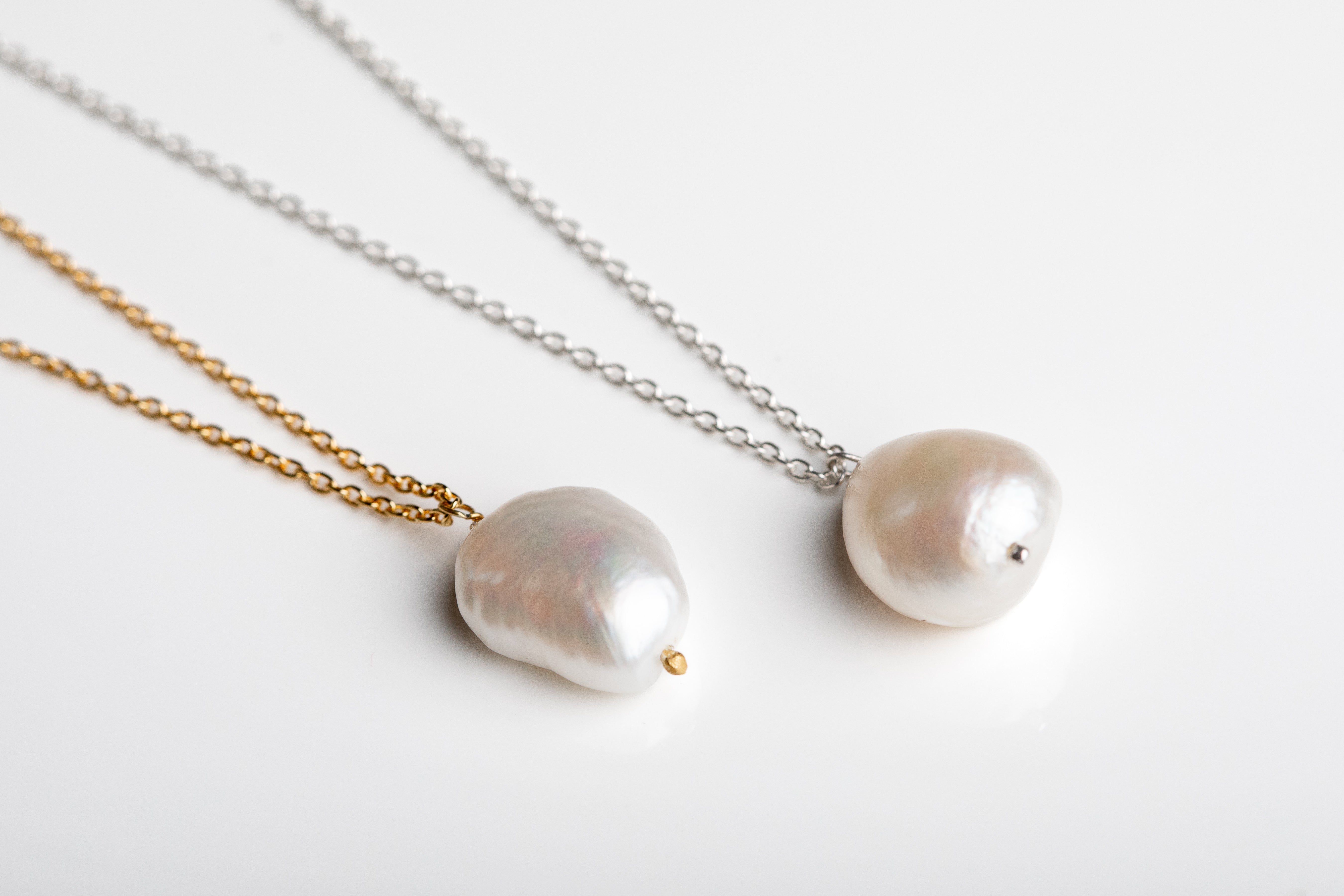Baroque Pearl Necklace on a Gold Chain