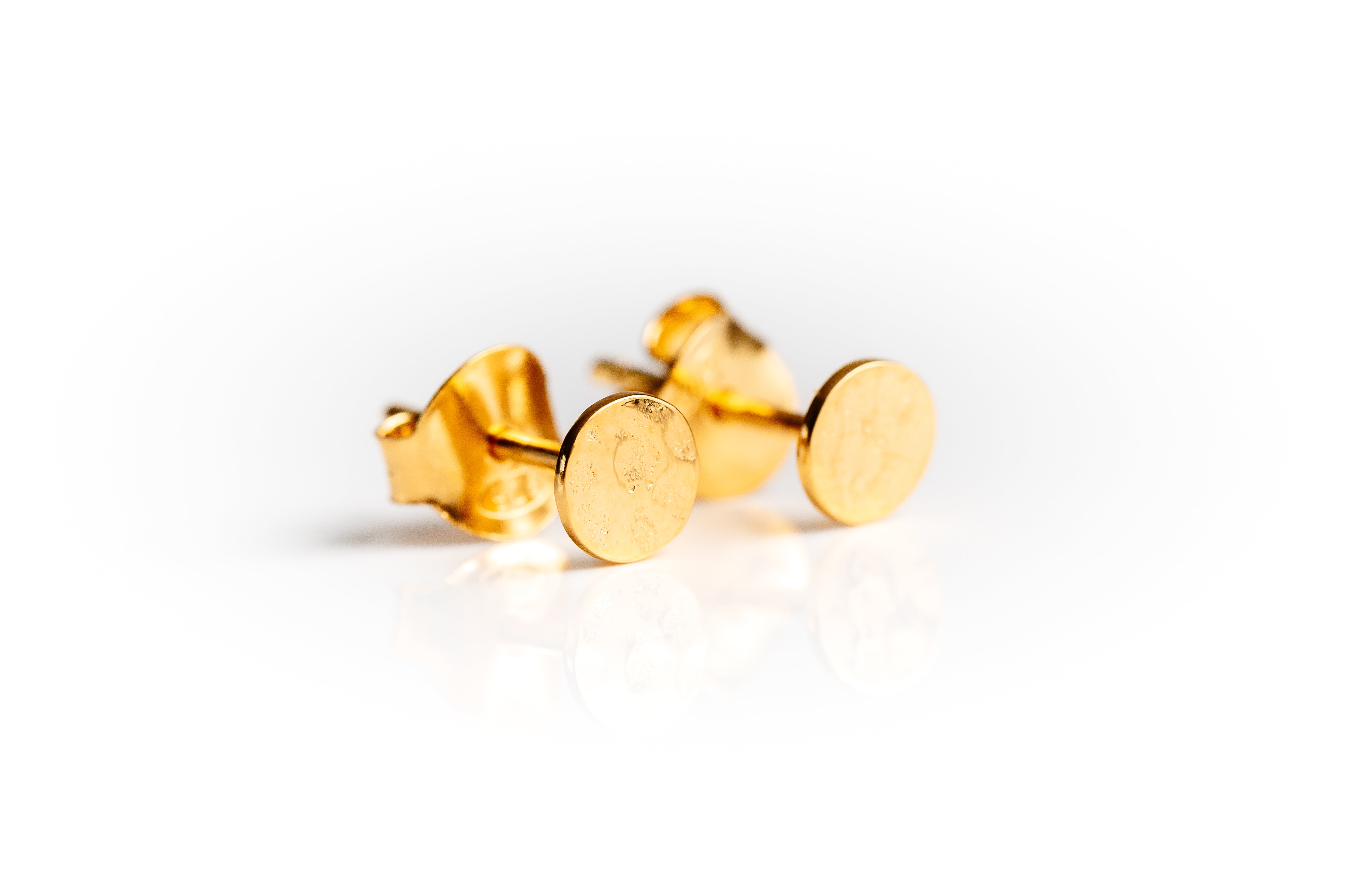 Gold Hammered Disc Stud Earrings