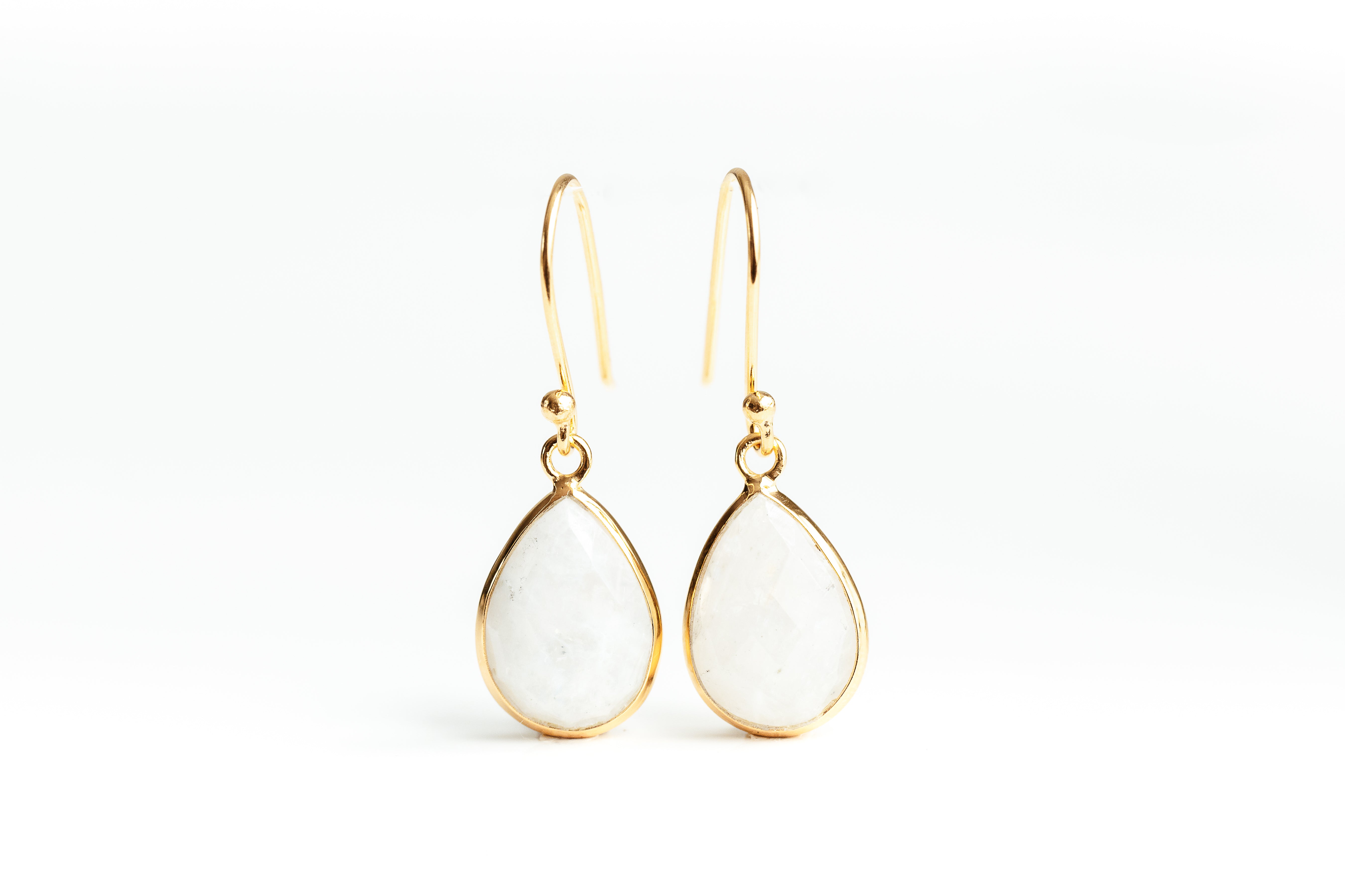 Gold Moonstone Drop Earrings