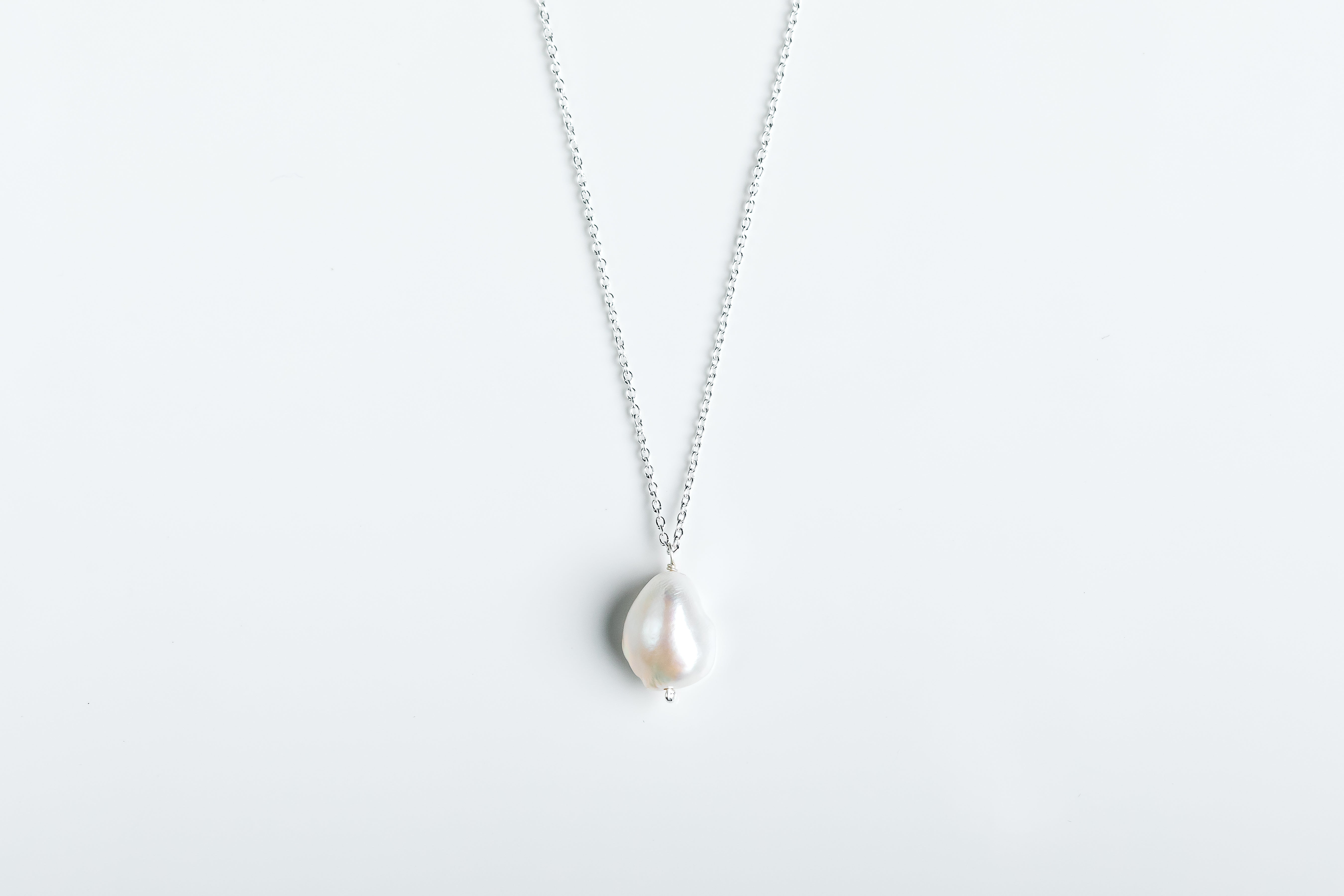 Baroque Pearl Necklace on a Silver Chain