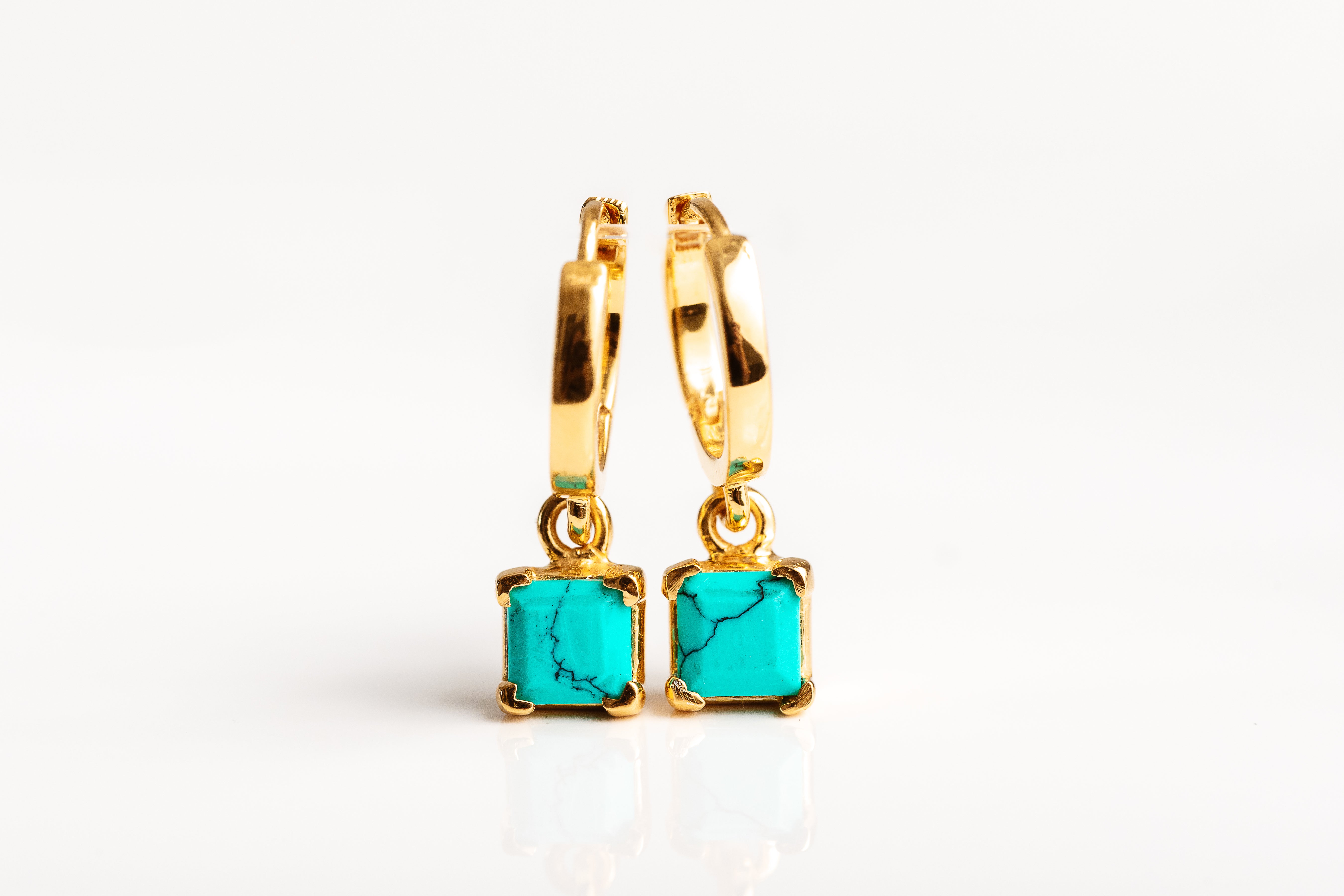 Gold Gemstone Huggie Earrings