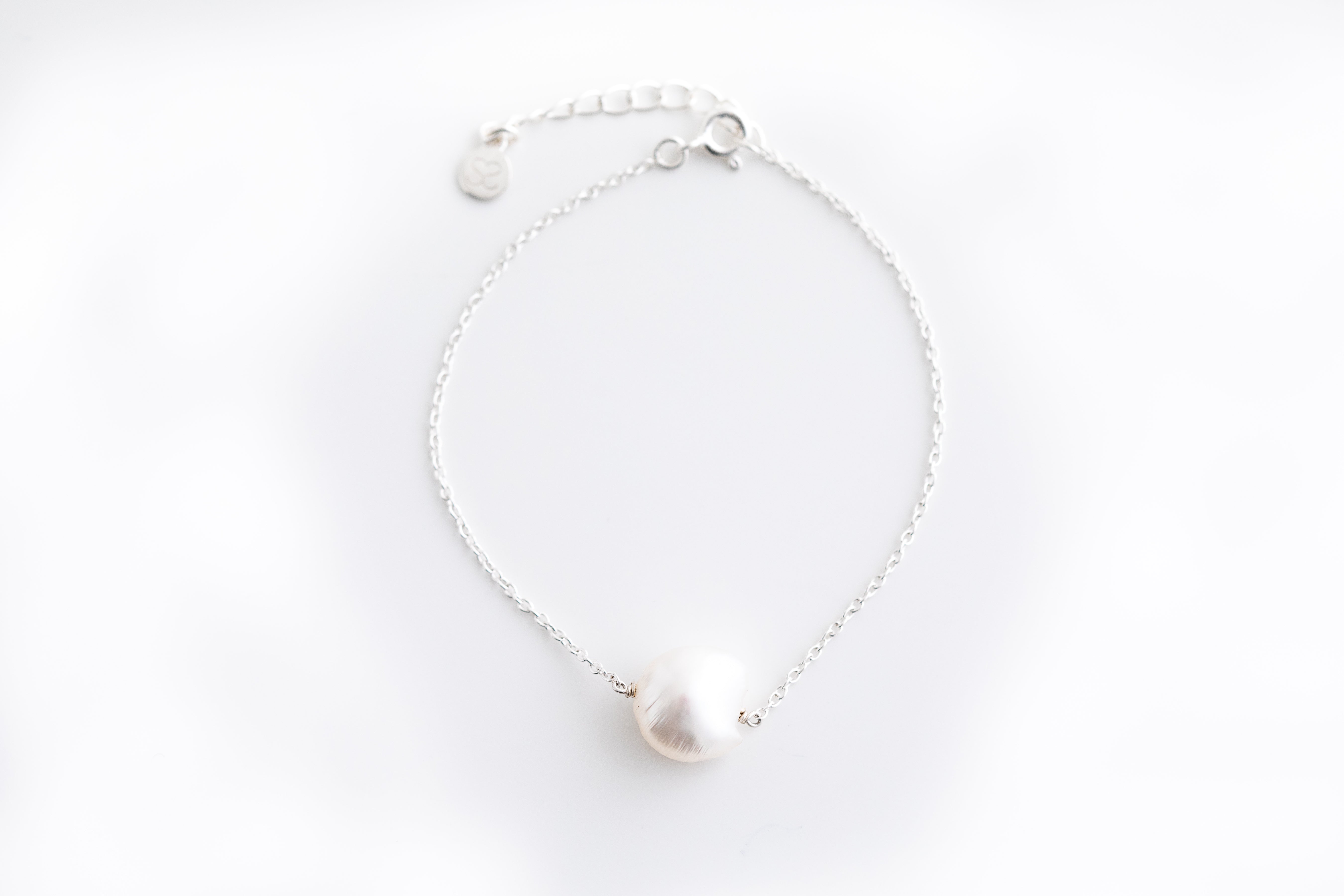 Silver Pearl on Chain Bracelet