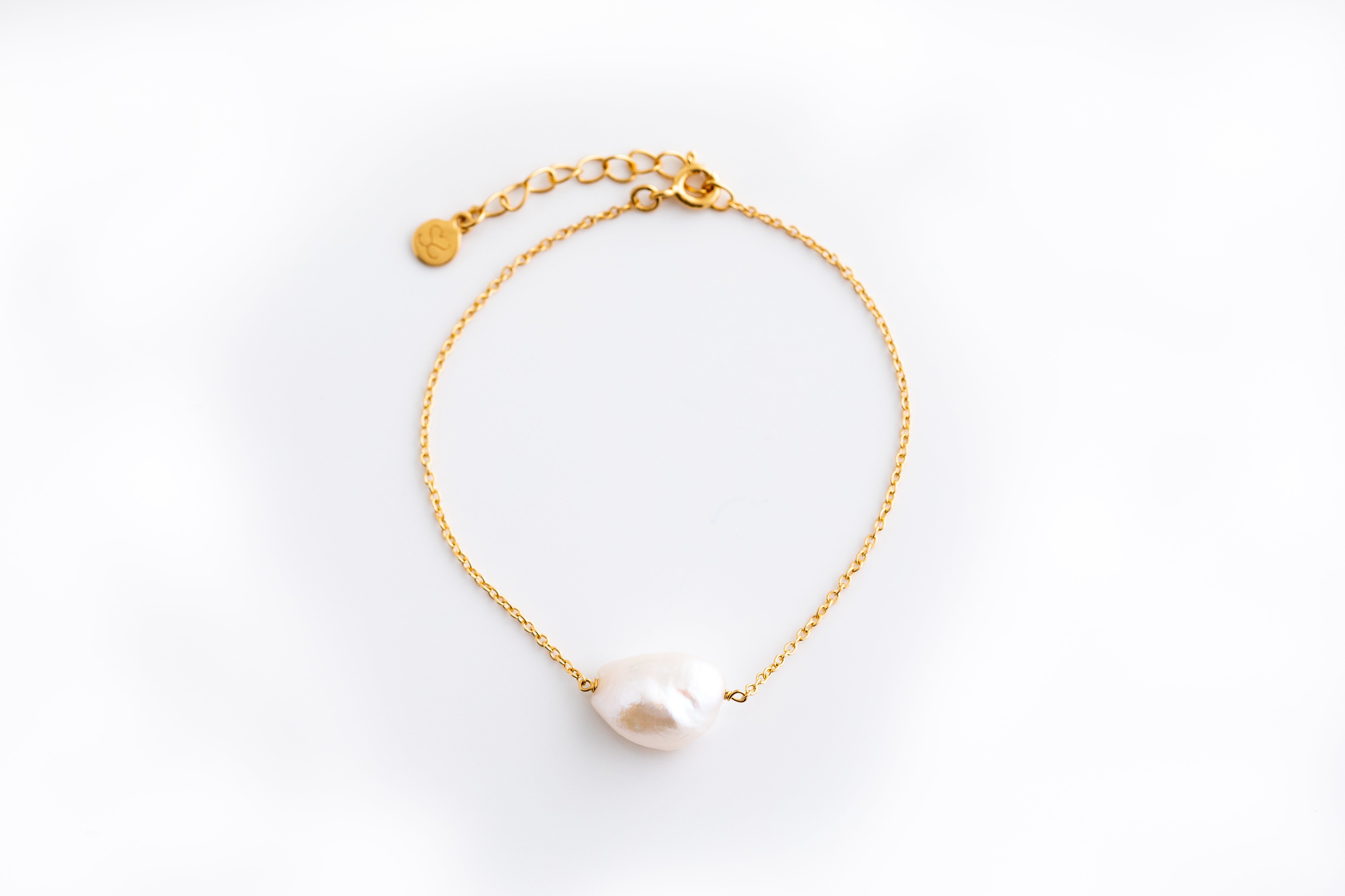 Gold Pearl on Chain Bracelet